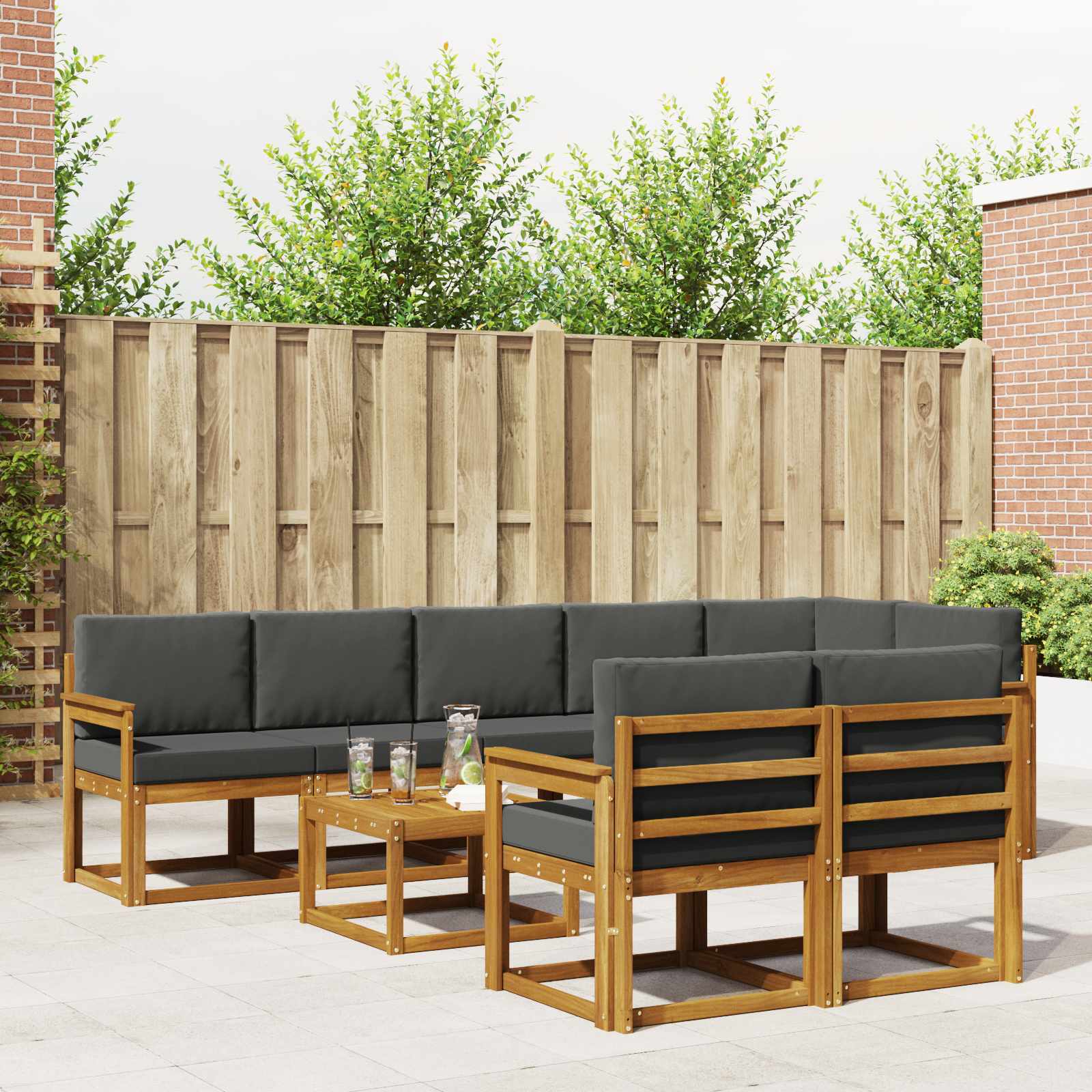 Ensemble de canapés d'extérieur 9 pcs Naturel et Anthracite - XIOS