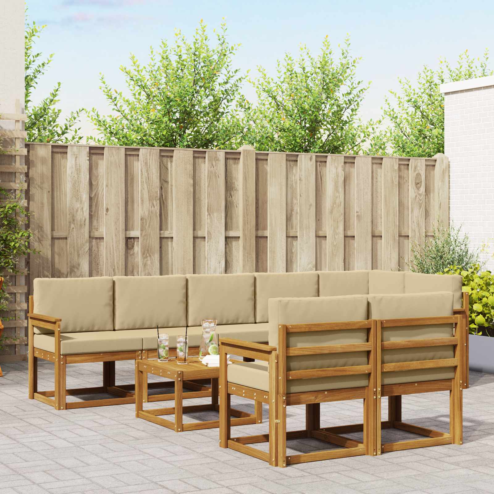 Ensemble de canapés d'extérieur 9 pcs Naturel et Beige - XIOS