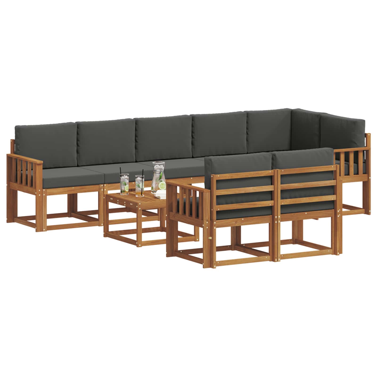 Ensemble de canapés d'extérieur 9 pcs Naturel et Anthracite - XIOS