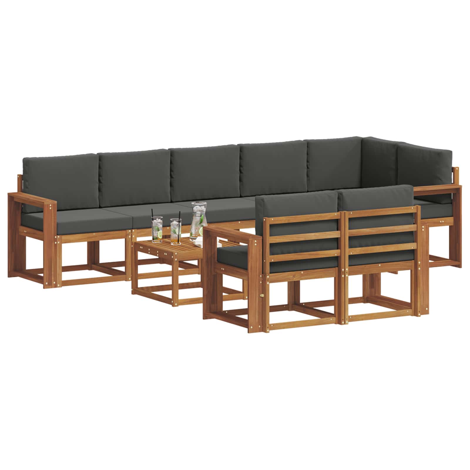 Ensemble de canapés d'extérieur 9 pcs Naturel et Anthracite - XIOS