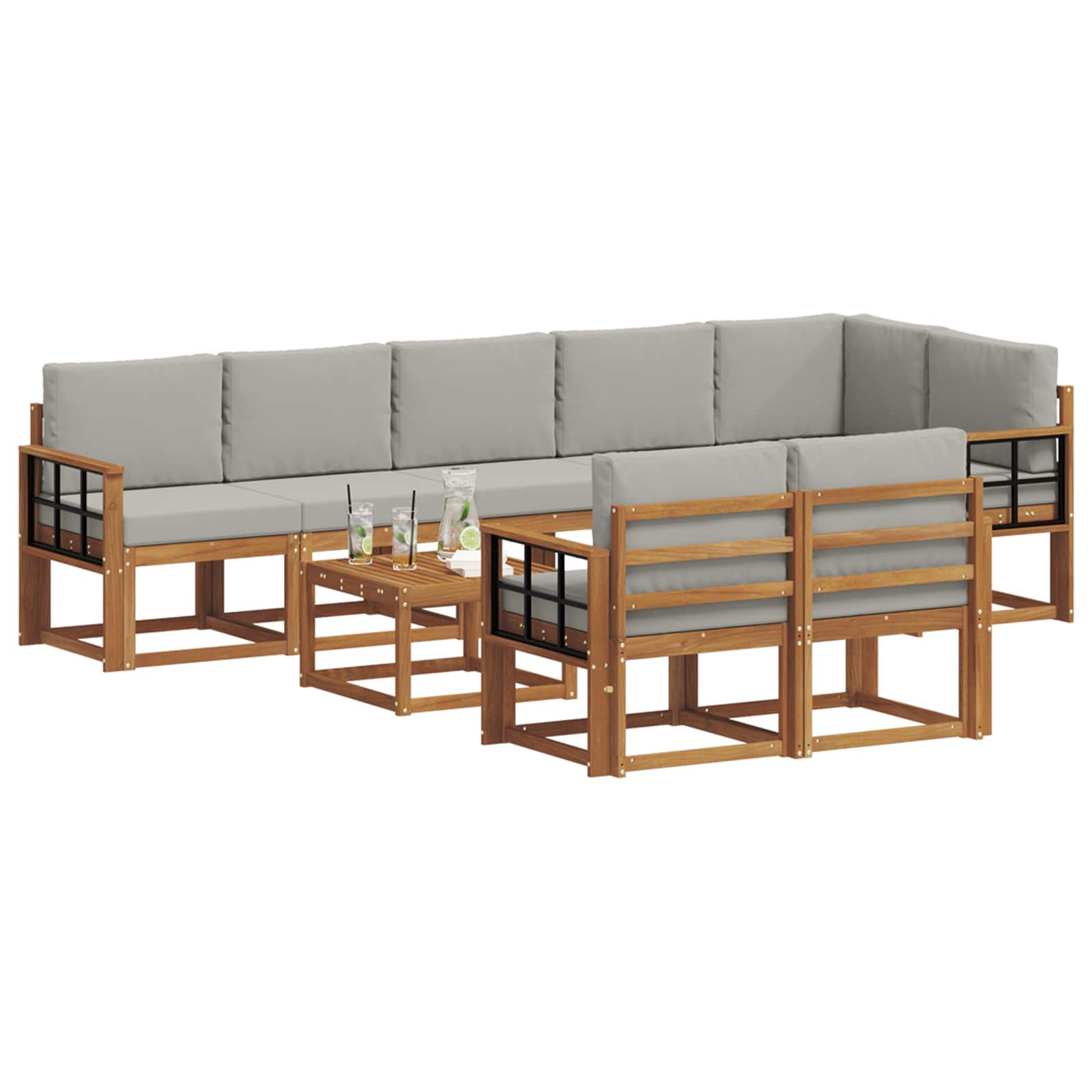 Ensemble de canapés d'extérieur 9 pcs Gris Naturel et Clair - XIOS