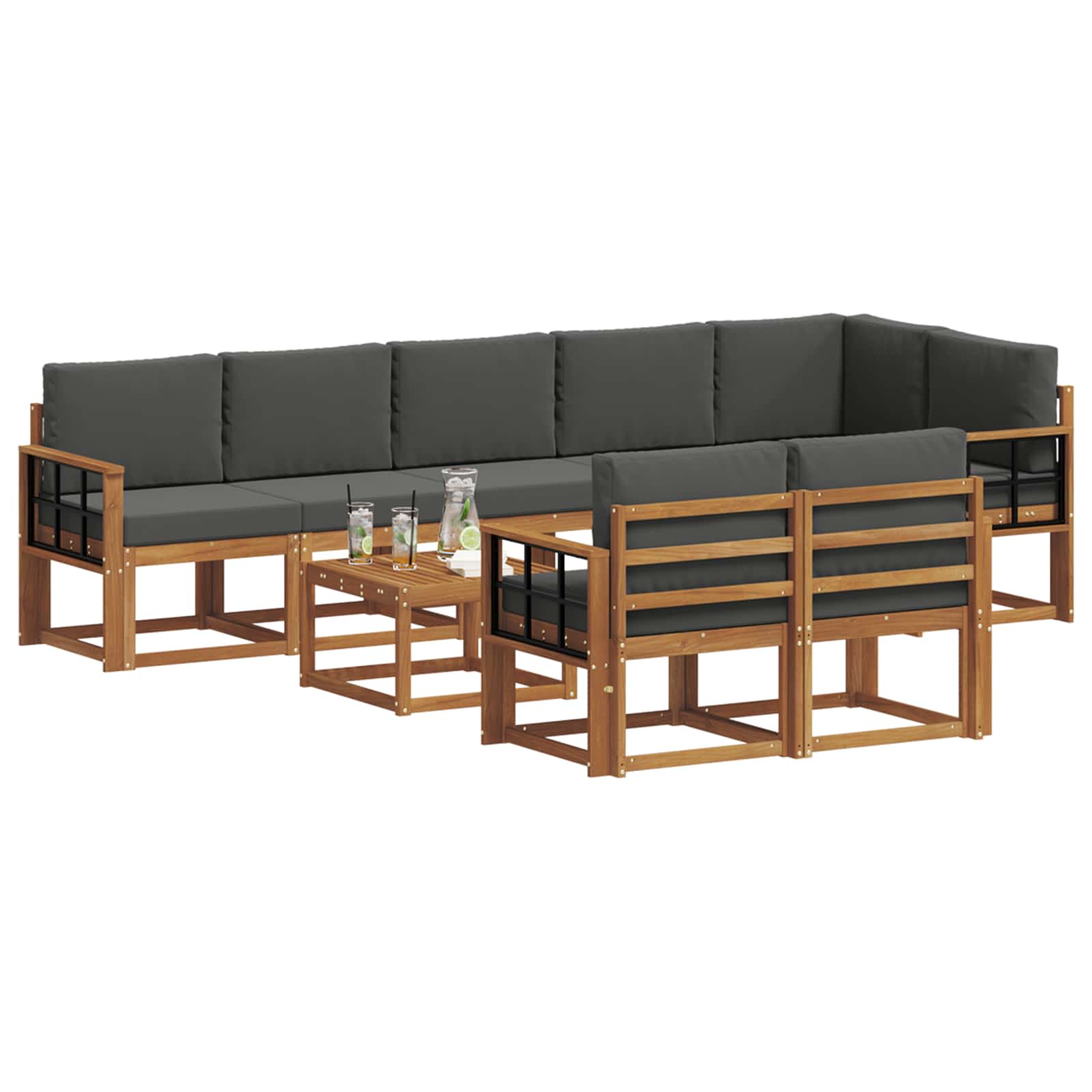 Ensemble de canapés d'extérieur 9 pcs Naturel et Anthracite - XIOS