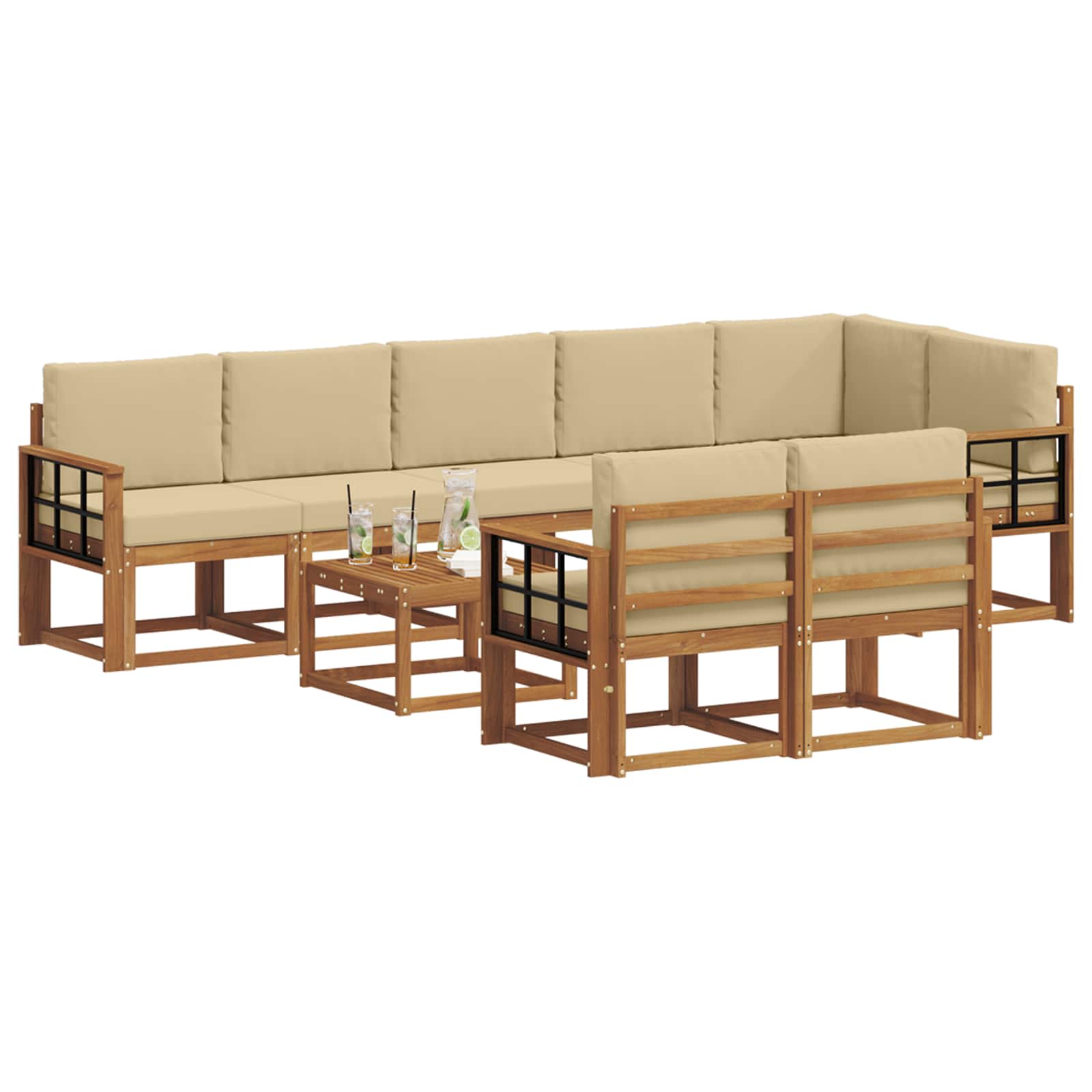 Ensemble de canapés d'extérieur 9 pcs Naturel et Beige - XIOS