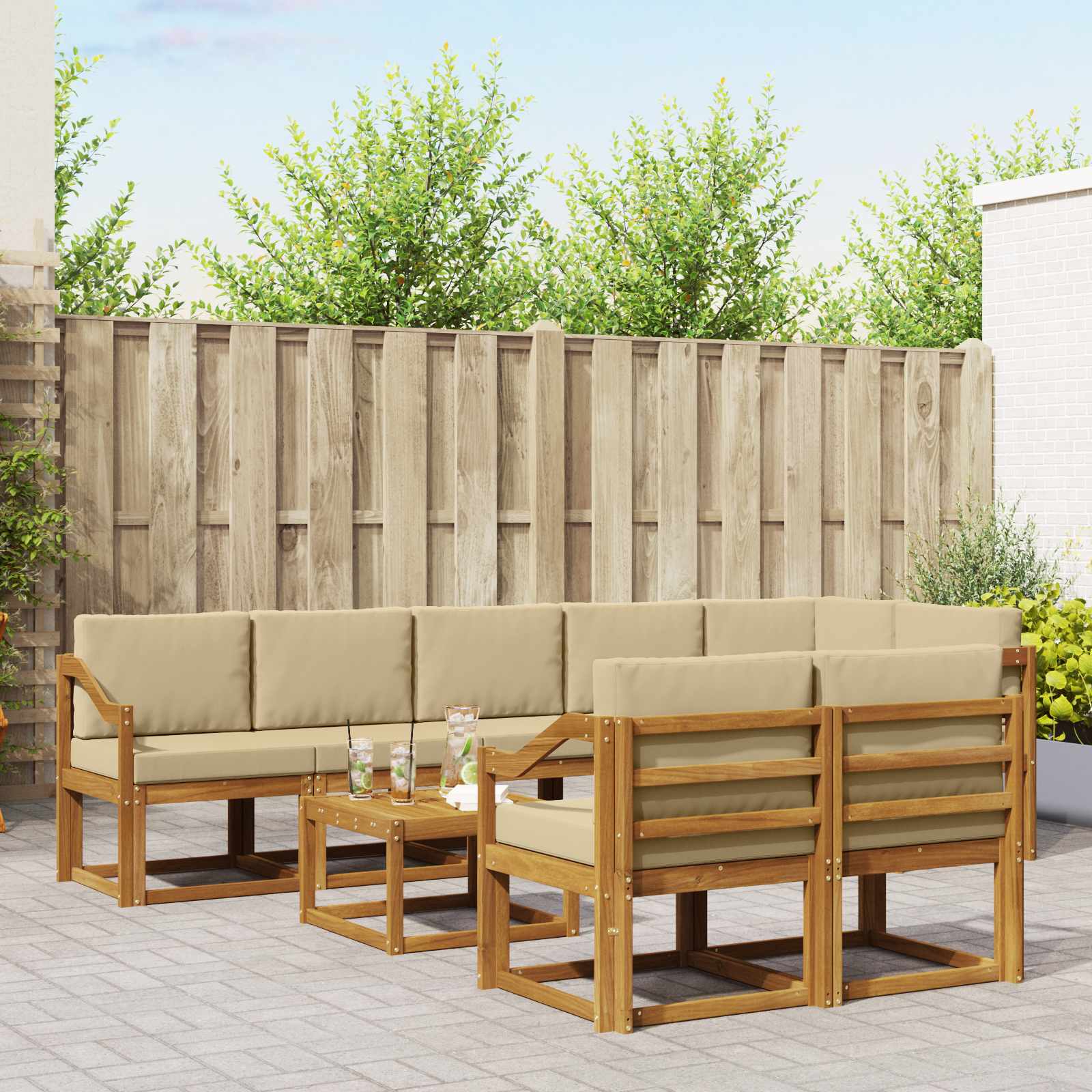 Ensemble de canapés d'extérieur 9 pcs Naturel et Beige - XIOS