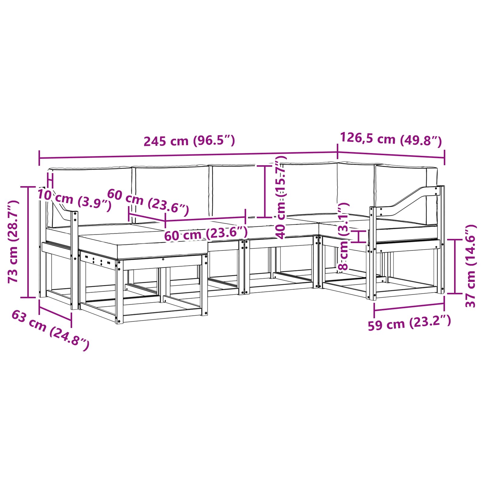 Ensemble de canapés d'extérieur 6 pcs Naturel et Beige - XIOS