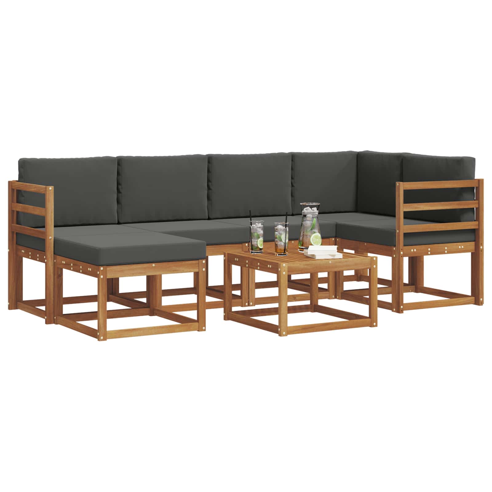 Ensemble de canapés d'extérieur 7 pcs Naturel et Anthracite - XIOS