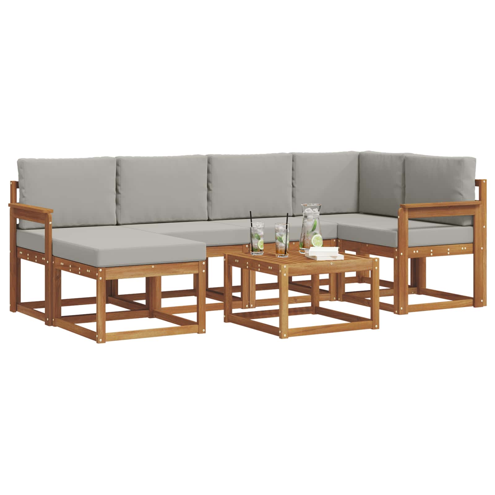 Ensemble de canapés d'extérieur 7 pc Gris Naturel et Clair - XIOS