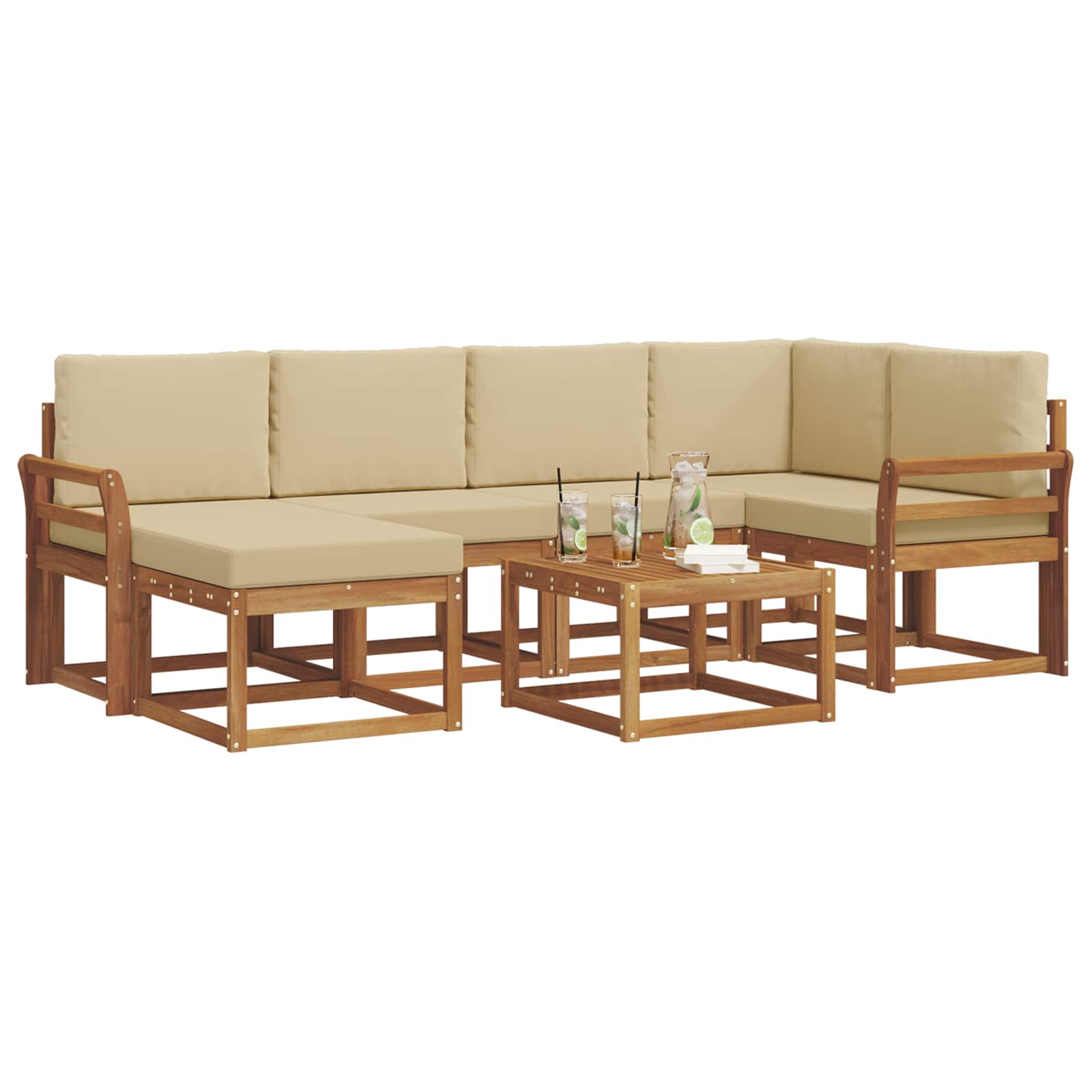 Ensemble de canapés d'extérieur 7 pcs Naturel et Beige - XIOS