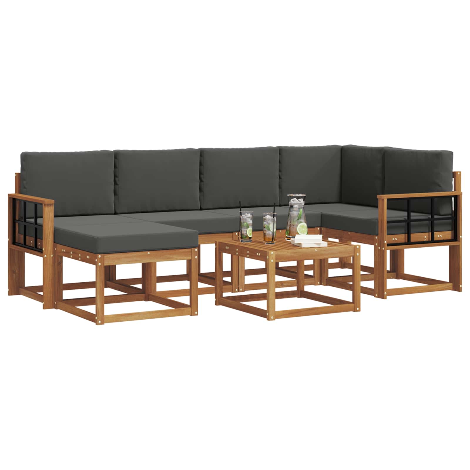 Ensemble de canapés d'extérieur 7 pcs Naturel et Anthracite - XIOS