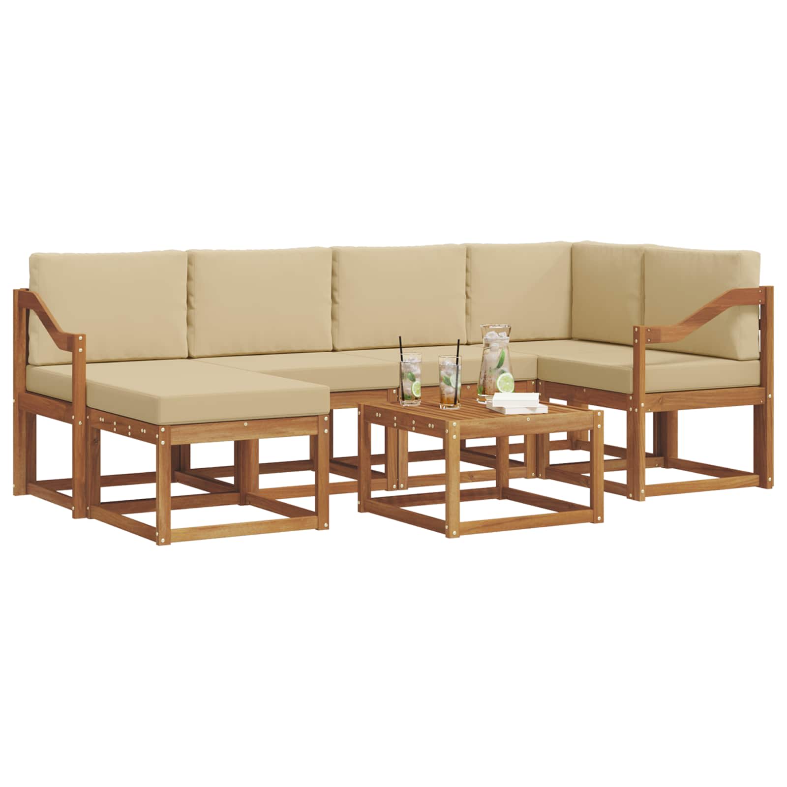 Ensemble de canapés d'extérieur 7 pc Naturel et Beige - XIOS