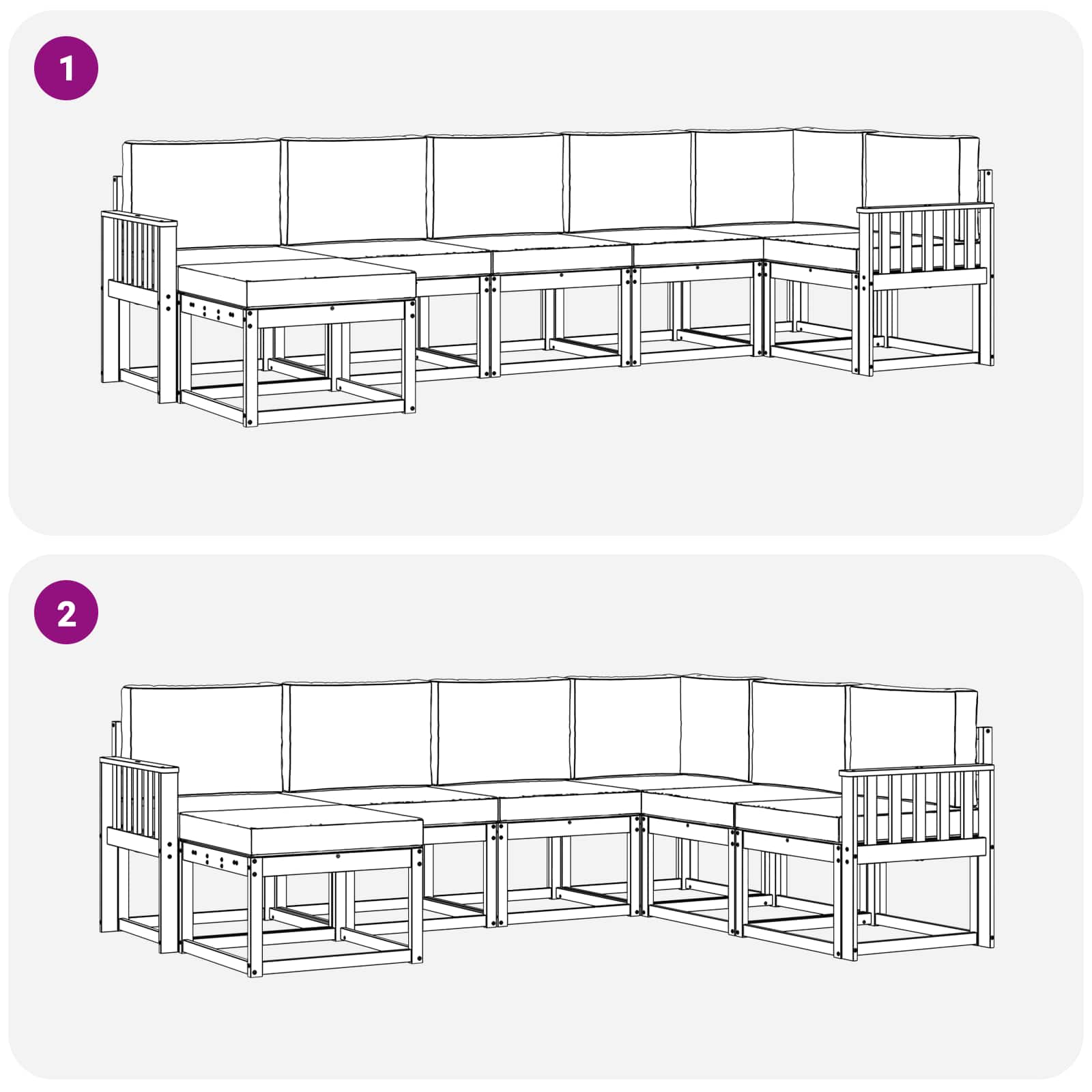 Ensemble de canapés d'extérieur 7 pcs Naturel et Anthracite - XIOS