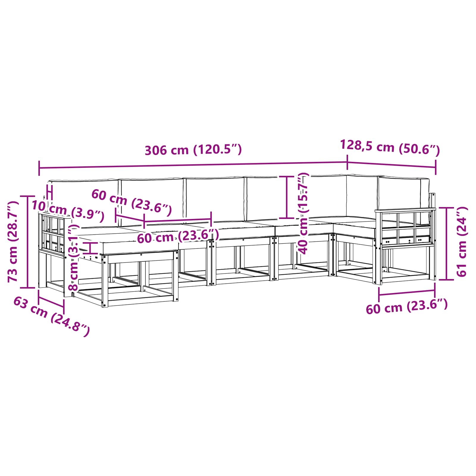 Ensemble de canapés d'extérieur 7 pcs Naturel et Beige - XIOS