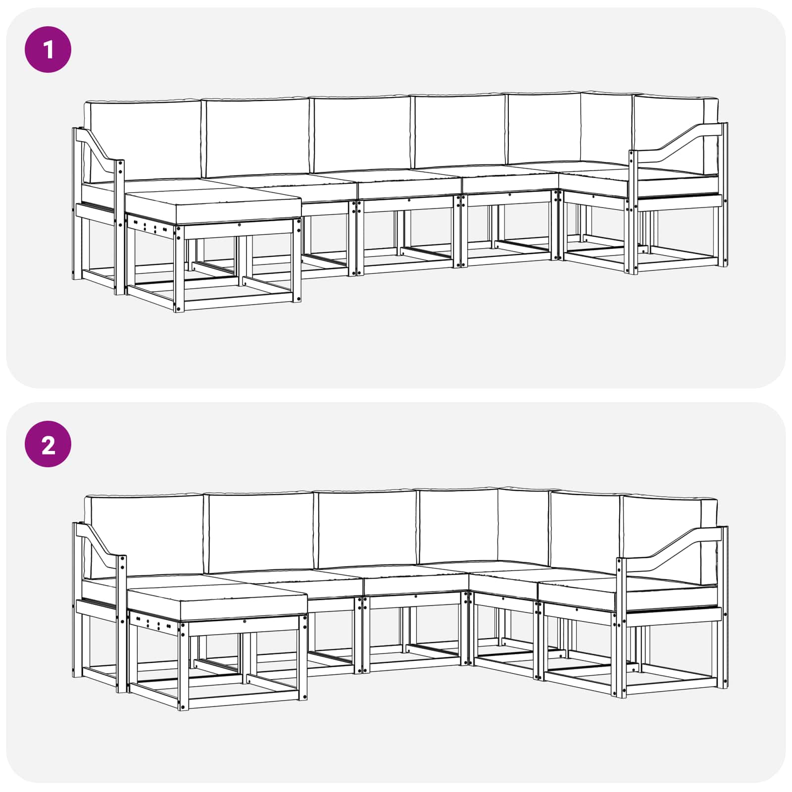 Ensemble de canapés d'extérieur 7 pcs Naturel et Anthracite - XIOS