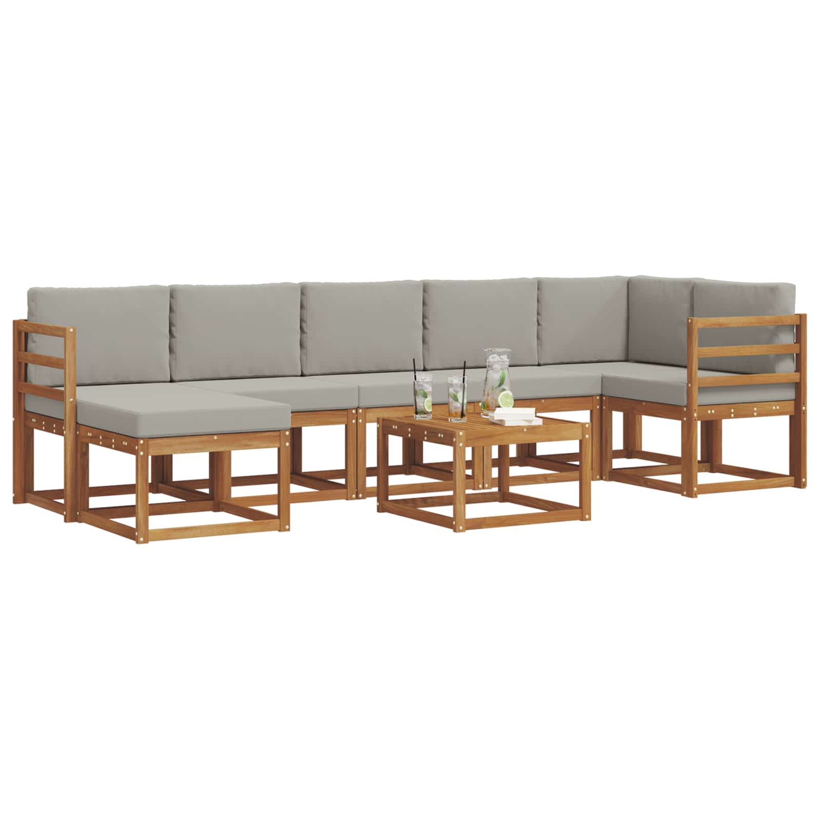 Ensemble de canapés d'extérieur 8 pcs Gris Naturel et Clair - XIOS