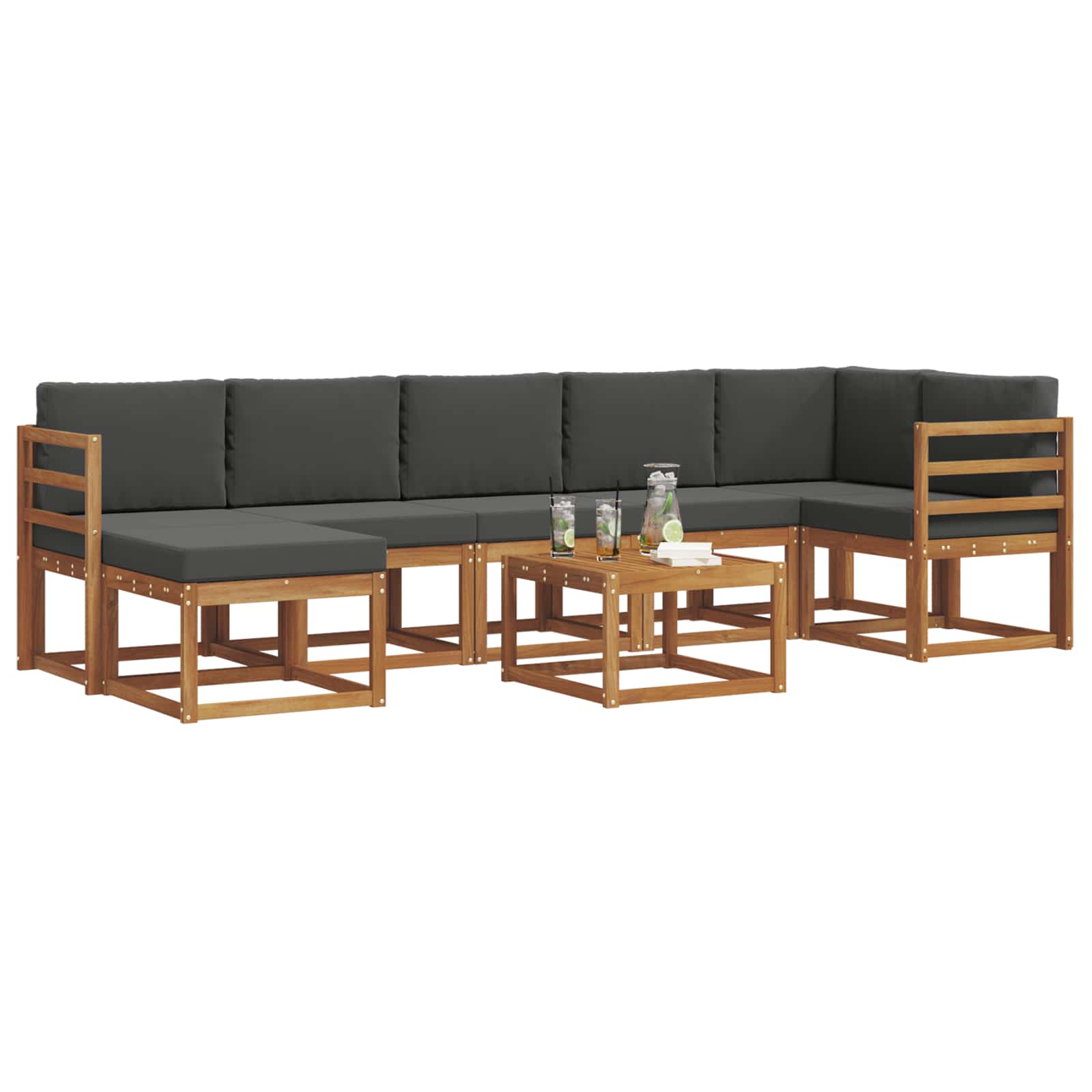 Ensemble de canapés d'extérieur 8 pcs Naturel et Anthracite - XIOS