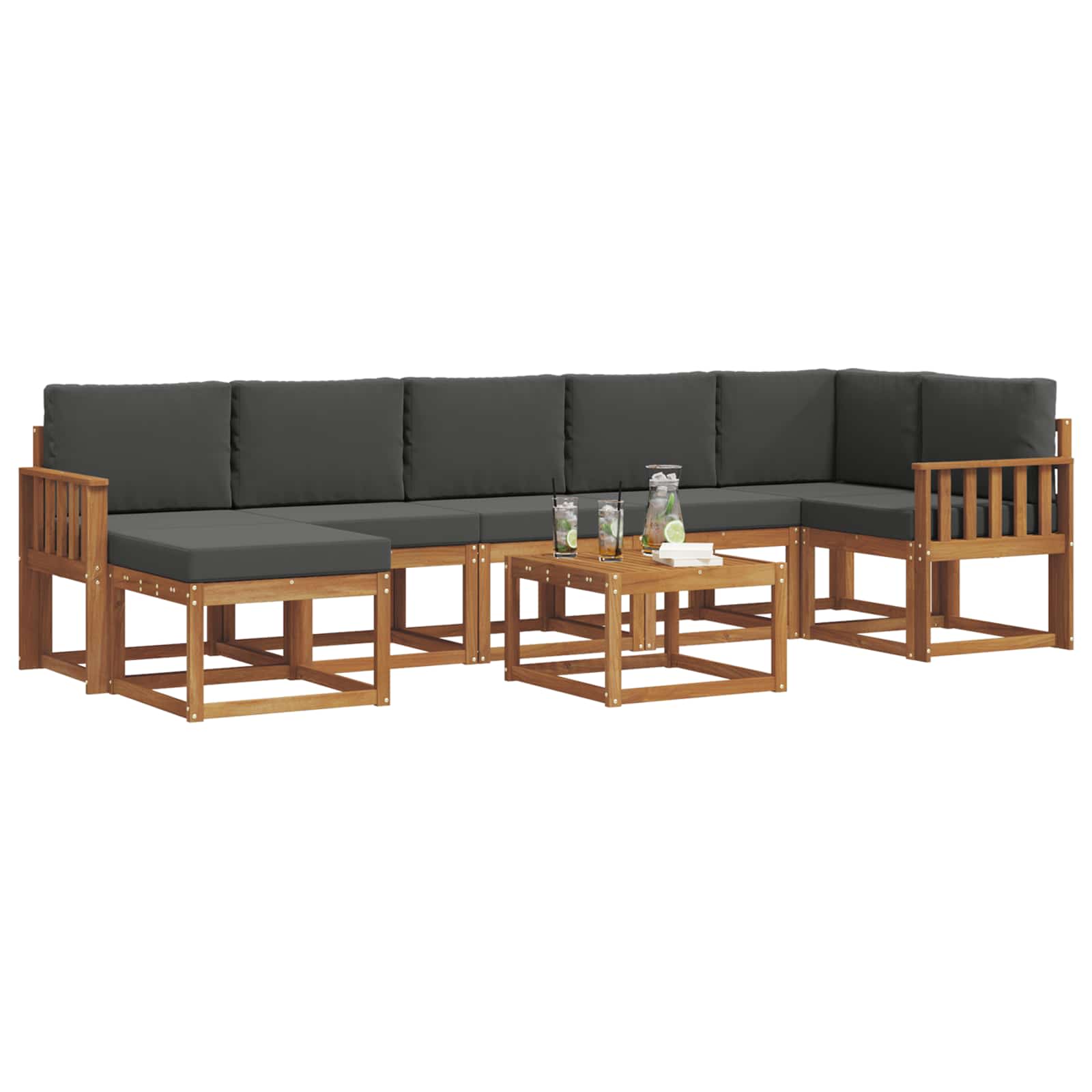 Ensemble de canapés d'extérieur 8 pcs Naturel et Anthracite - XIOS