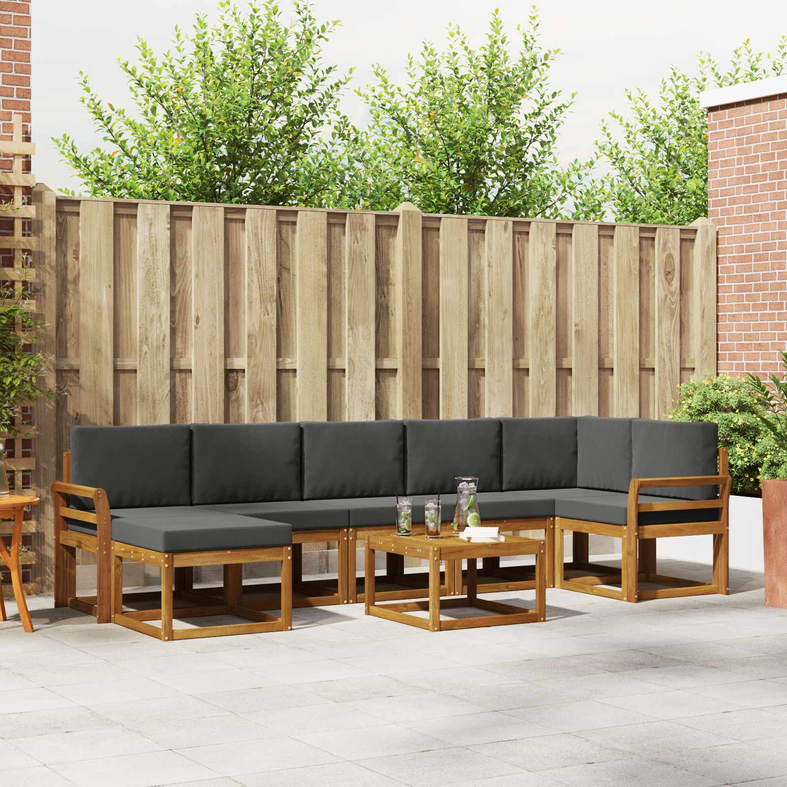 Ensemble de canapés d'extérieur 8 pcs Naturel et Anthracite - XIOS