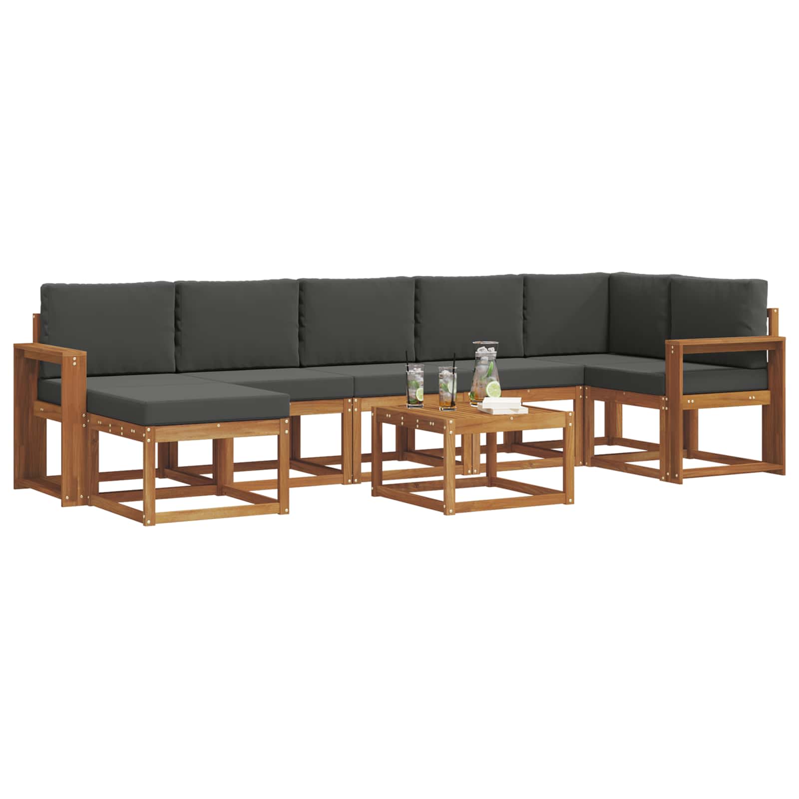 Ensemble de canapés d'extérieur 8 pcs Naturel et Anthracite - XIOS