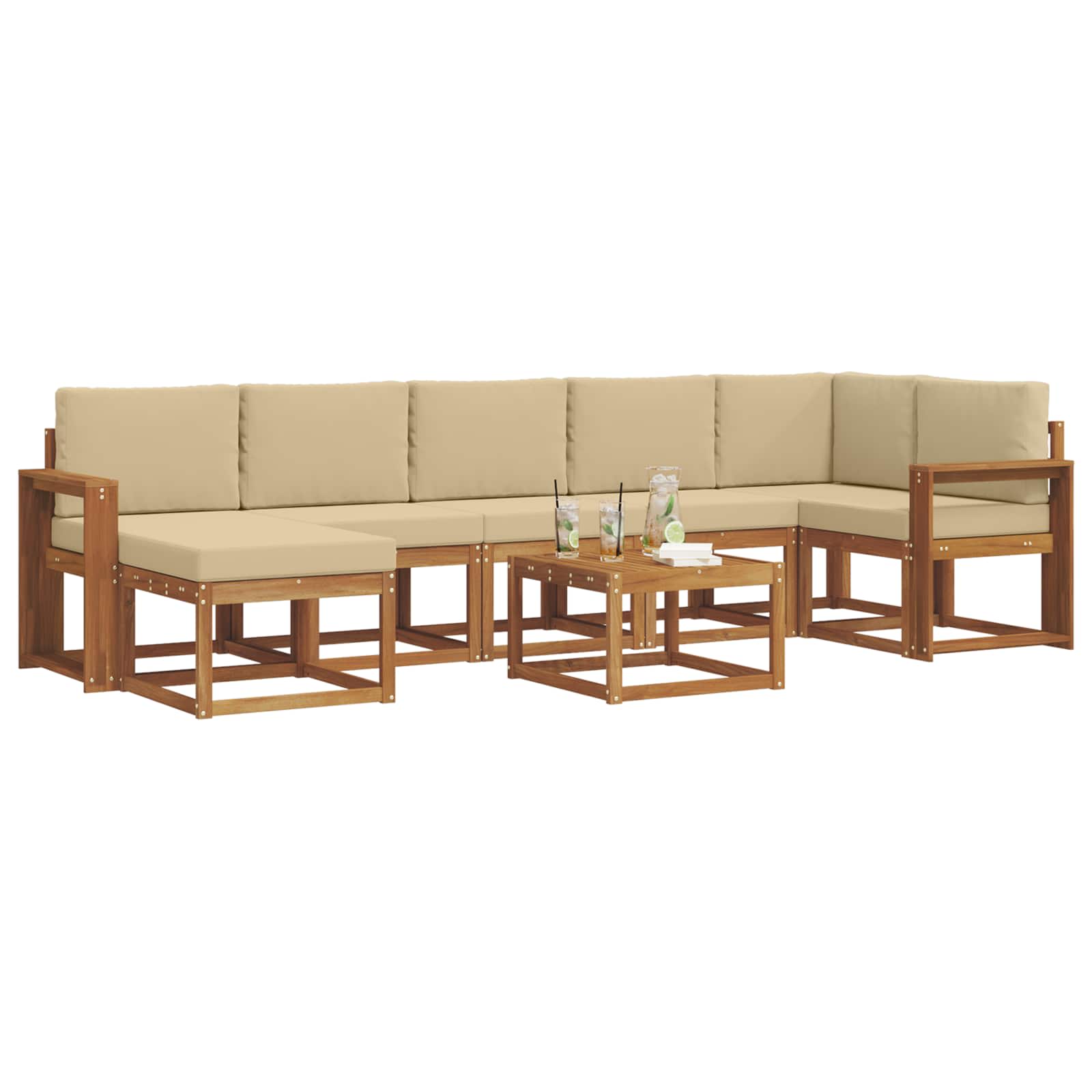 Ensemble de canapés d'extérieur 8 pcs Naturel et Beige - XIOS
