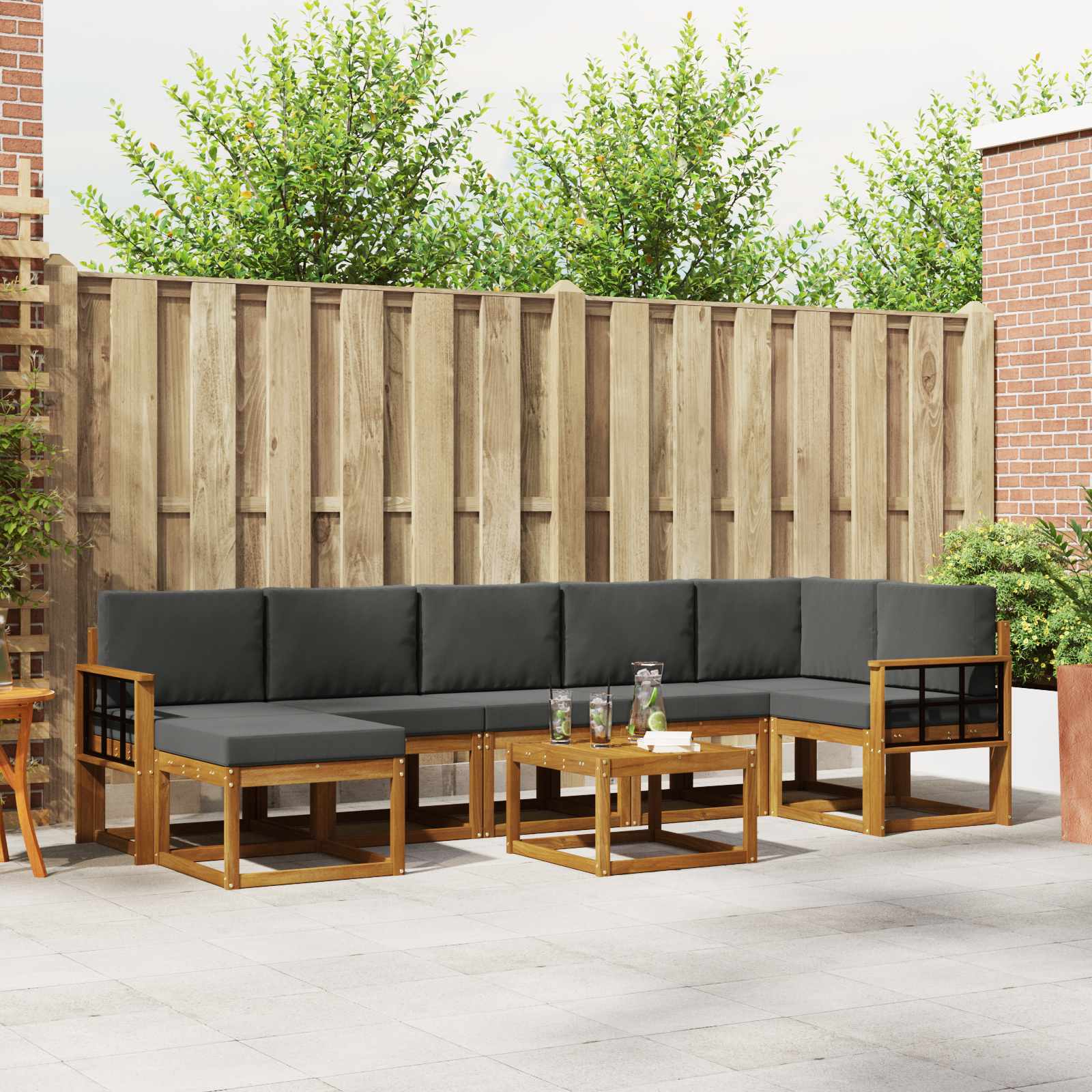 Ensemble de canapés d'extérieur 8 pcs Naturel et Anthracite - XIOS