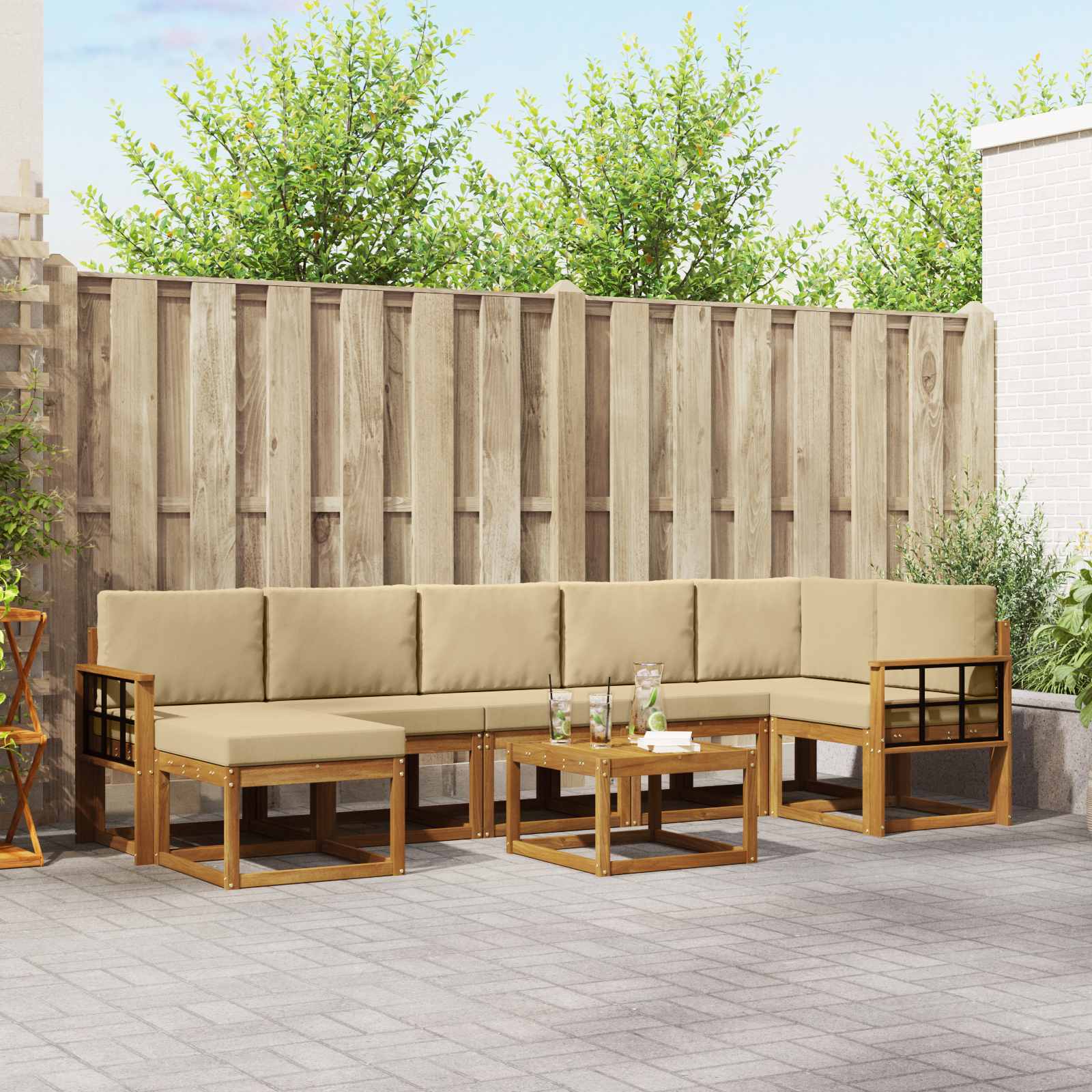Ensemble de canapés d'extérieur 8 pcs Naturel et Beige - XIOS