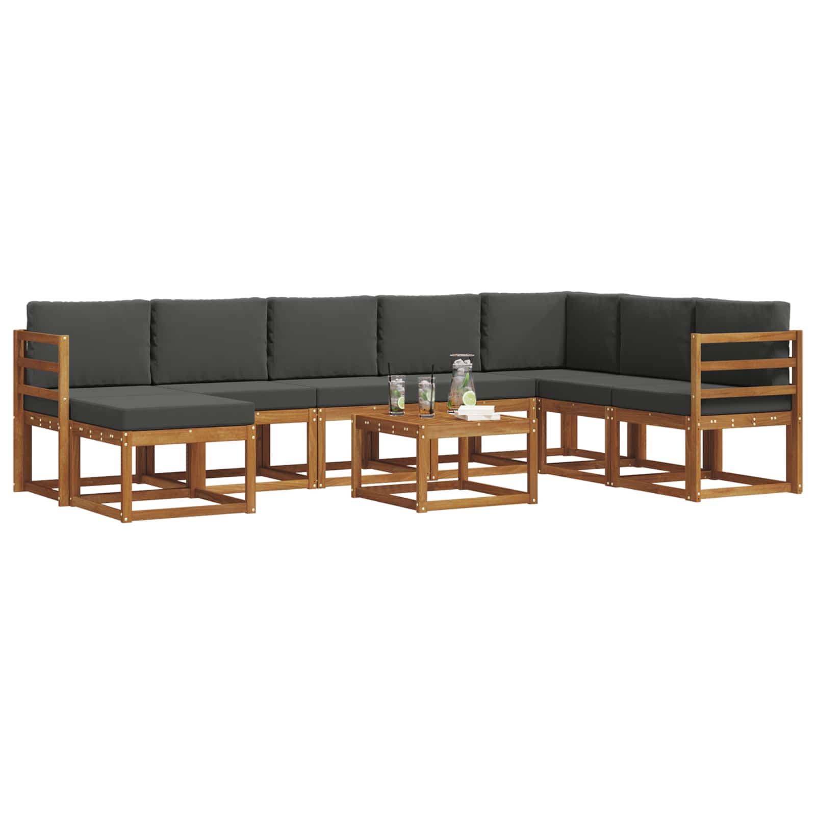 Ensemble de canapés d'extérieur 9 pcs Naturel et Anthracite - XIOS