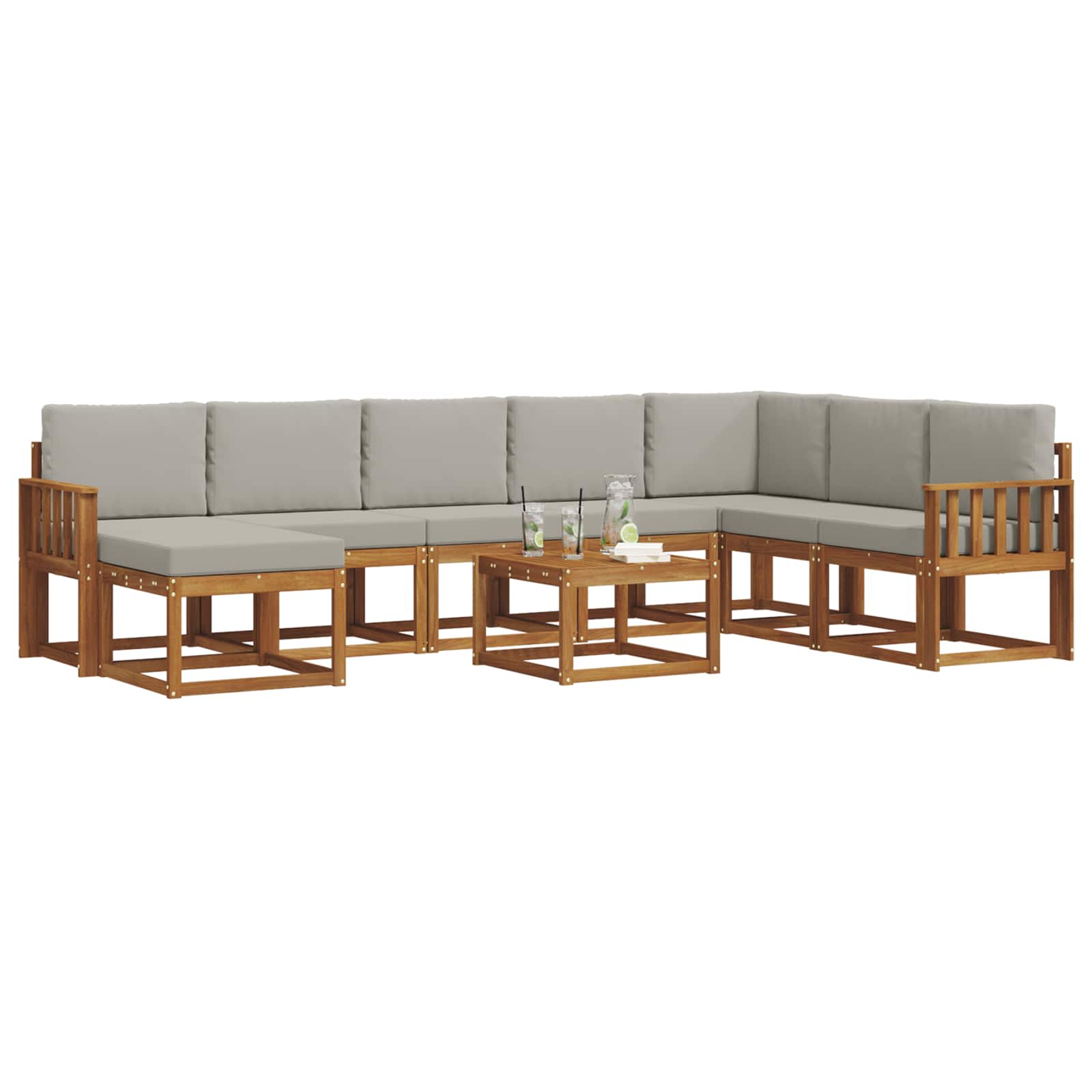 Ensemble de canapés d'extérieur 9 pcs Gris Naturel et Clair - XIOS