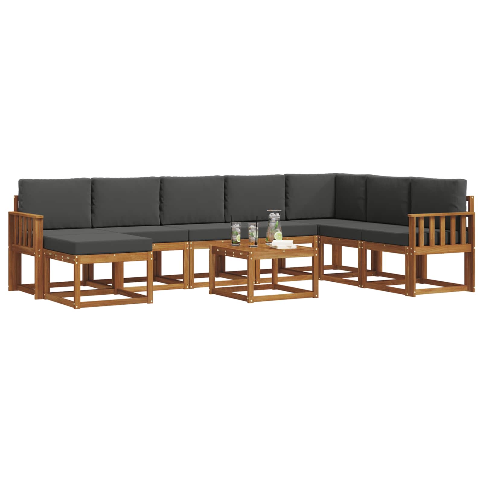 Ensemble de canapés d'extérieur 9 pcs Naturel et Anthracite - XIOS