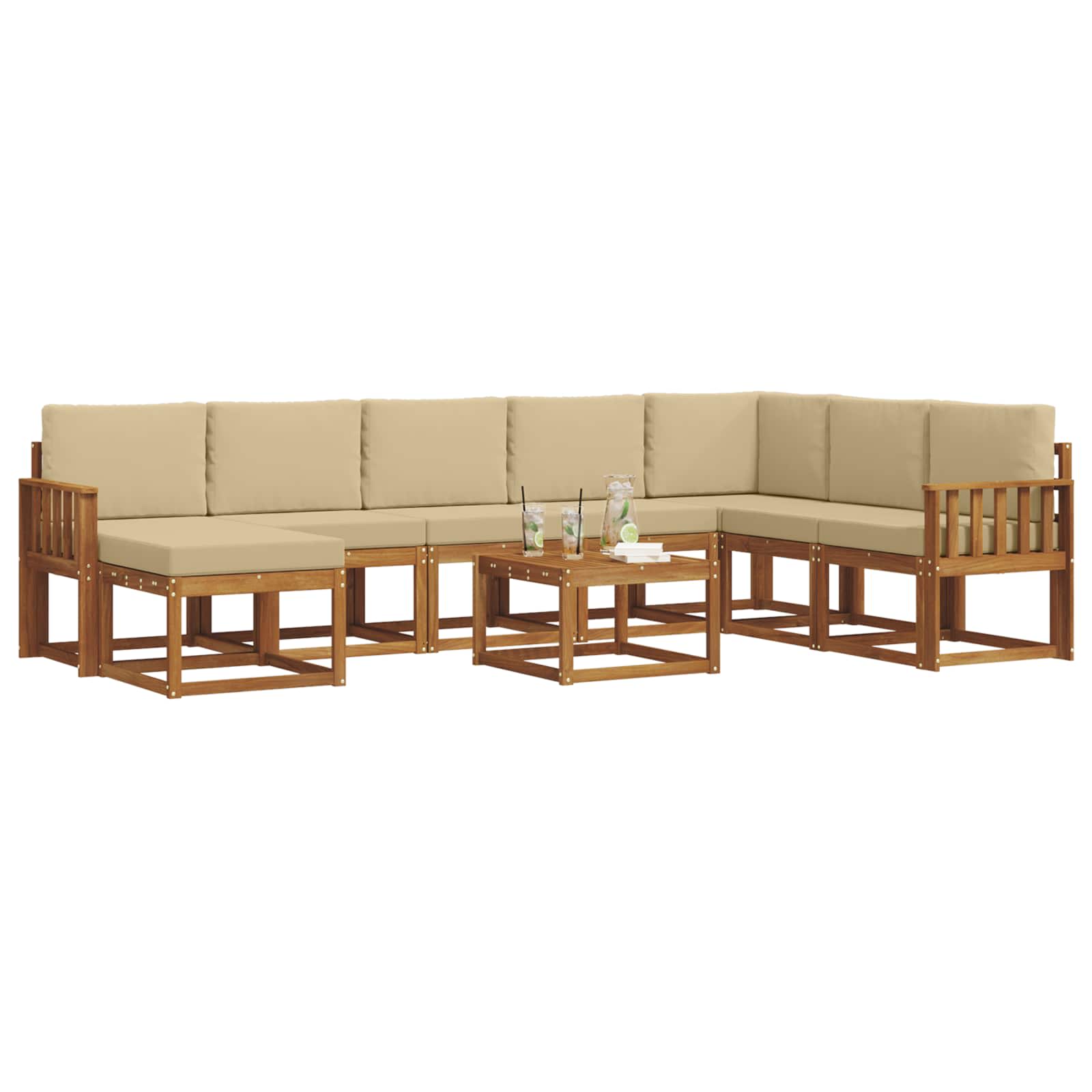 Ensemble de canapés d'extérieur 9 pcs Naturel et Beige - XIOS