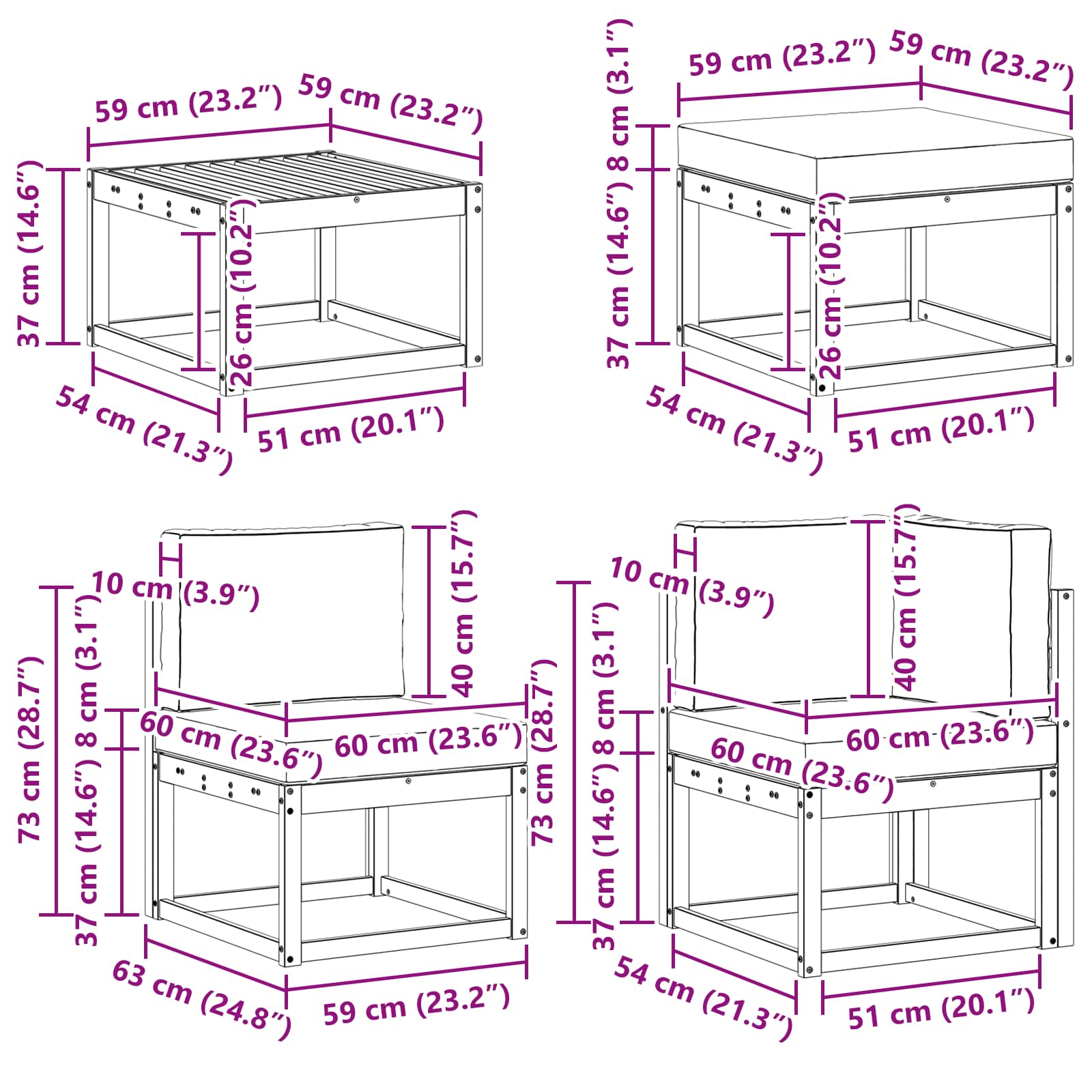 Ensemble de canapés d'extérieur 9 pcs Naturel et Beige - XIOS