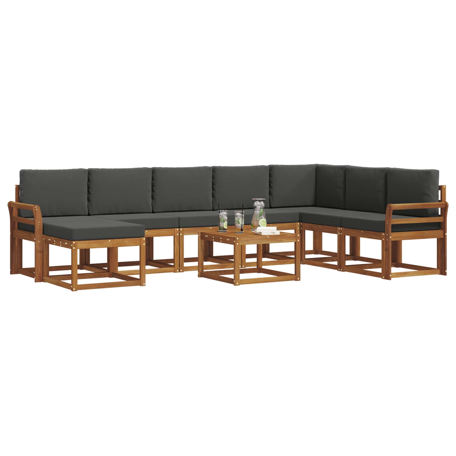 Ensemble de canapés d'extérieur 9 pcs Naturel et Anthracite - XIOS