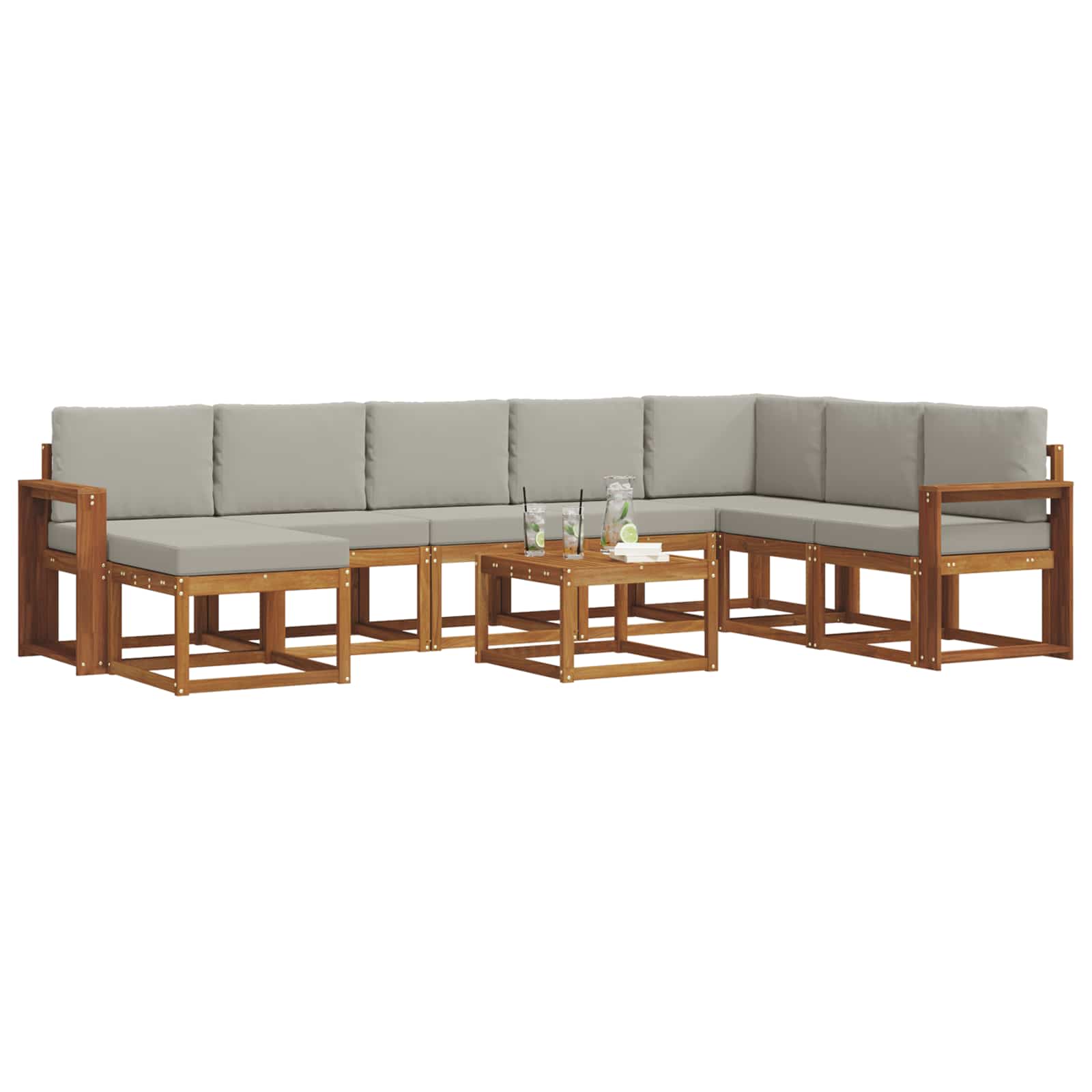 Ensemble de canapés d'extérieur 9 pcs Gris Naturel et Clair - XIOS