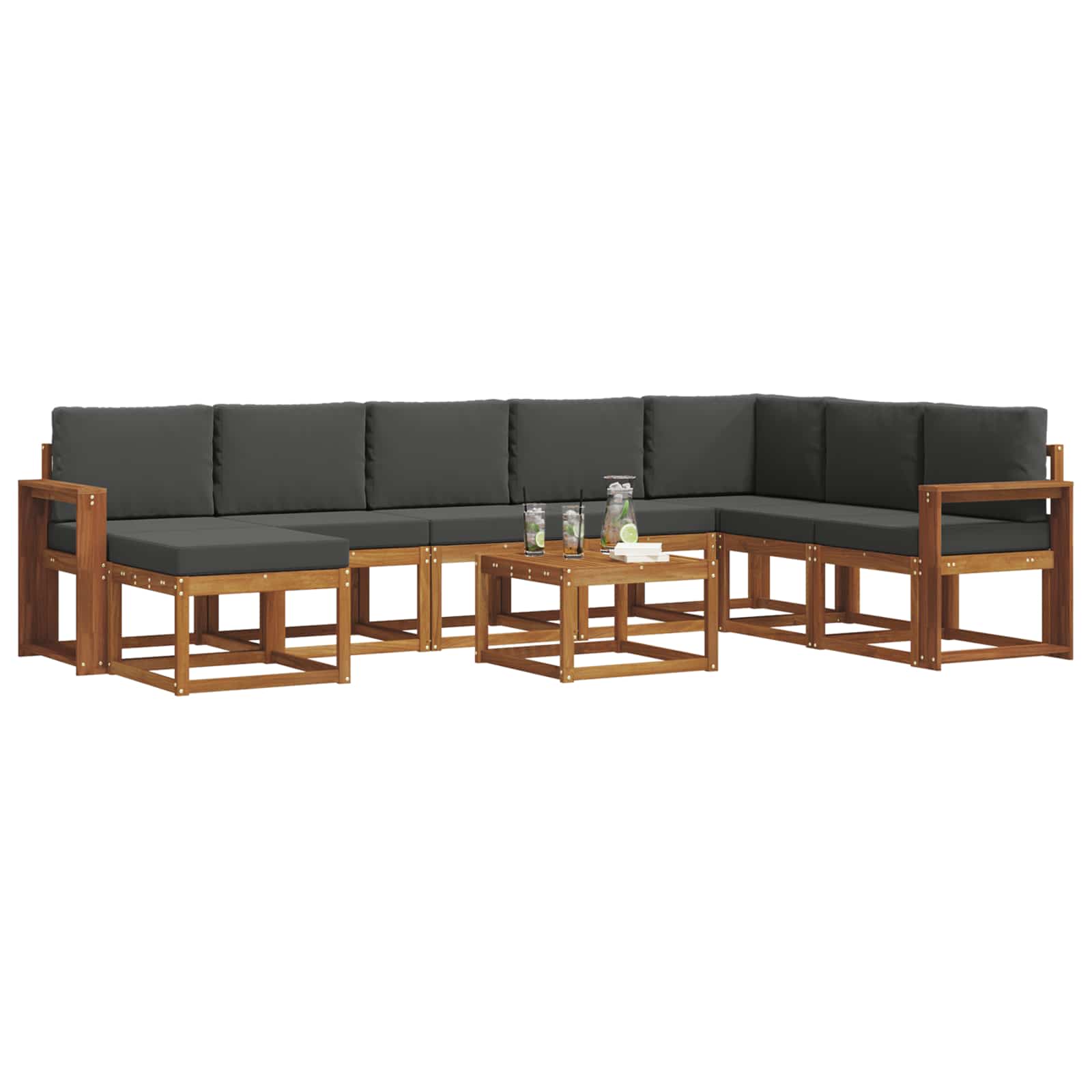 Ensemble de canapés d'extérieur 9 pcs Naturel et Anthracite - XIOS