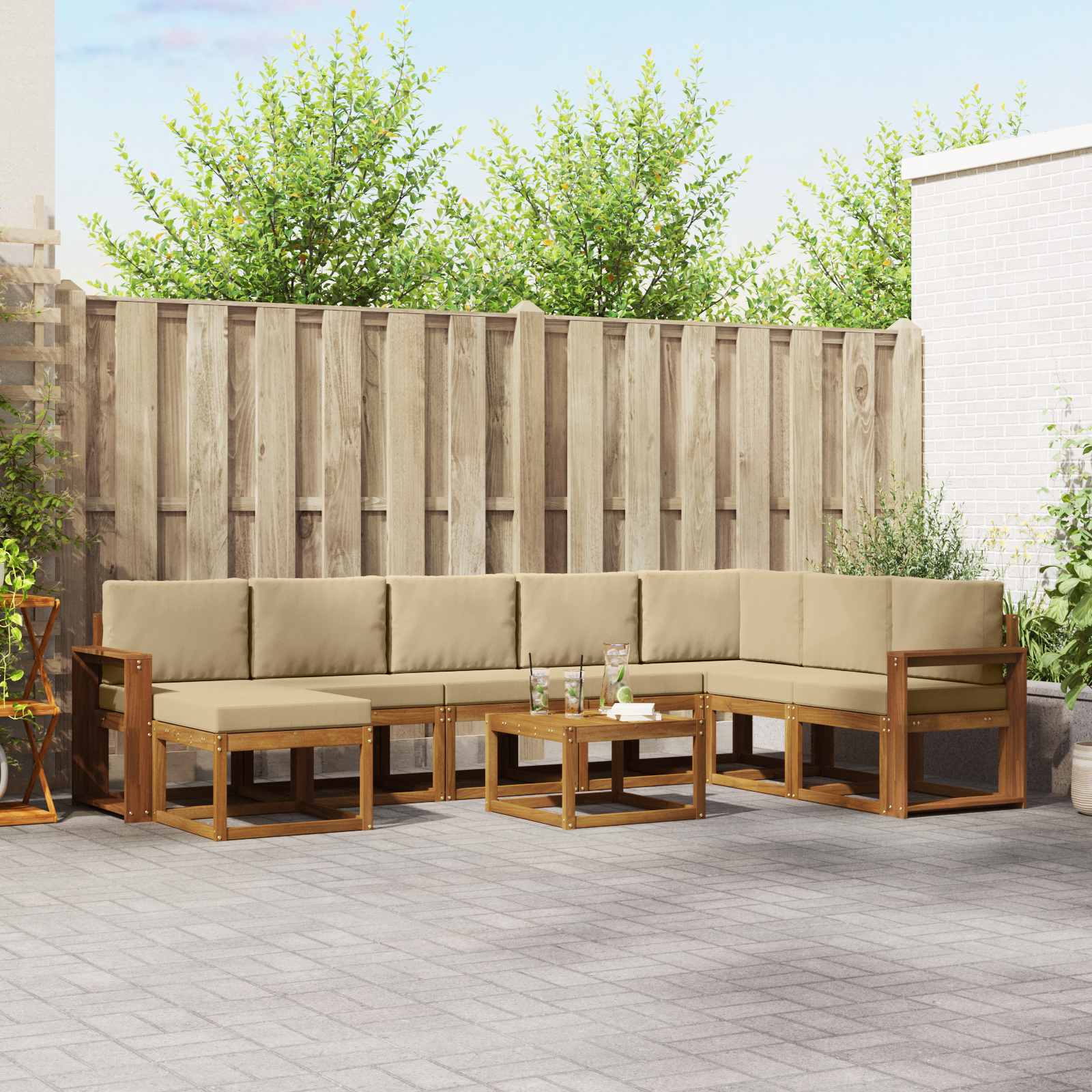 Ensemble de canapés d'extérieur 9 pcs Naturel et Beige - XIOS