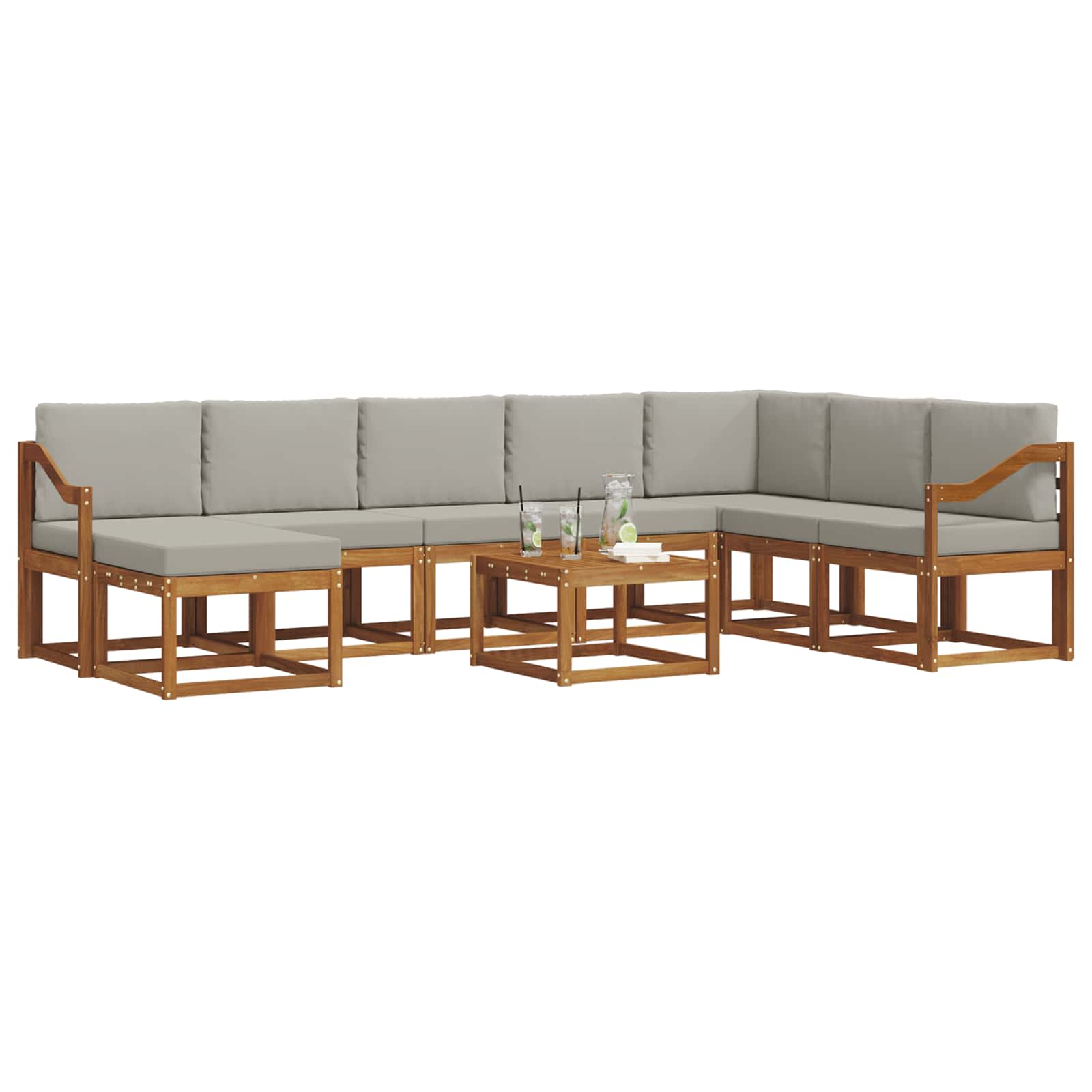 Ensemble de canapés d'extérieur 9 pcs Gris Naturel et Clair - XIOS