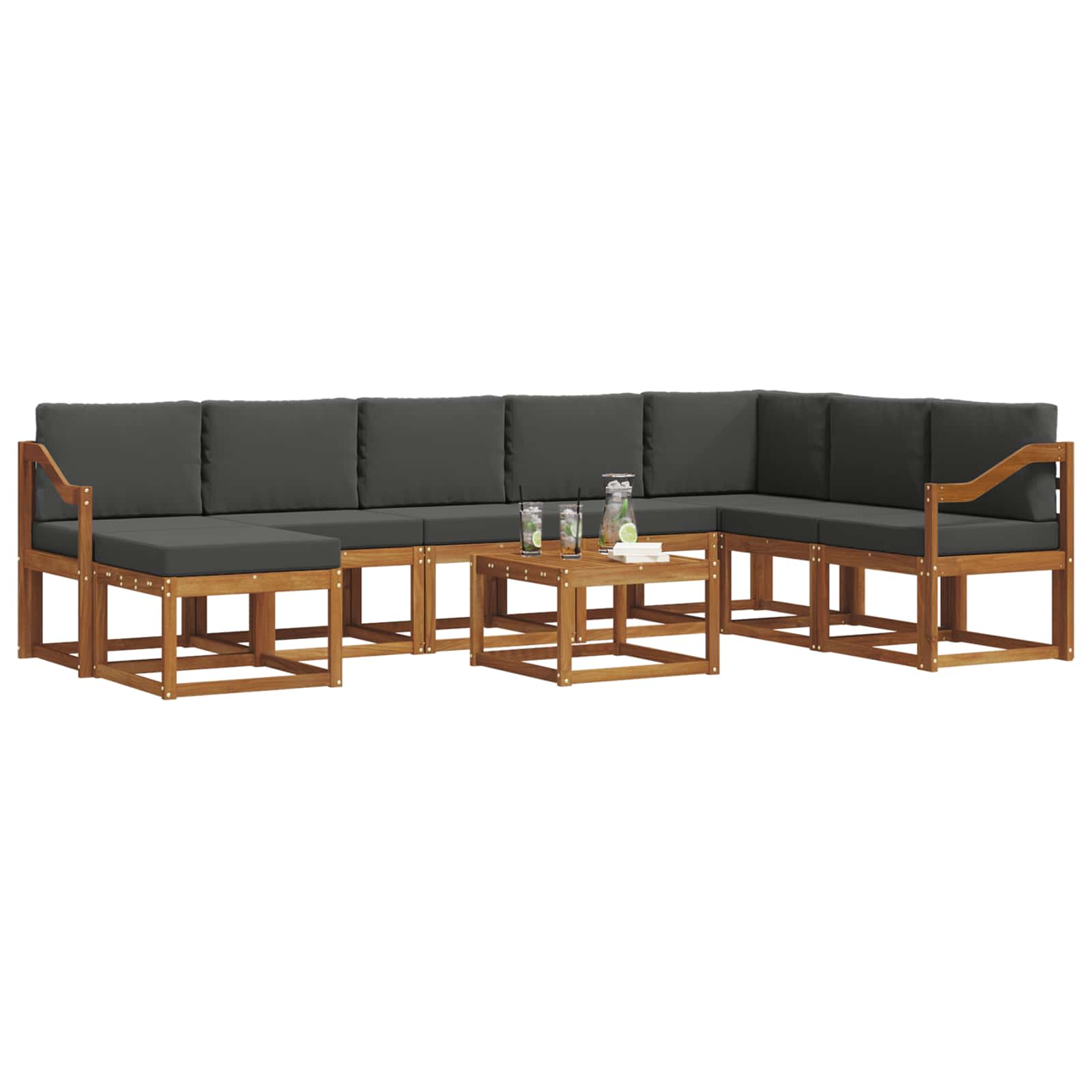 Ensemble de canapés d'extérieur 9 pcs Naturel et Anthracite - XIOS