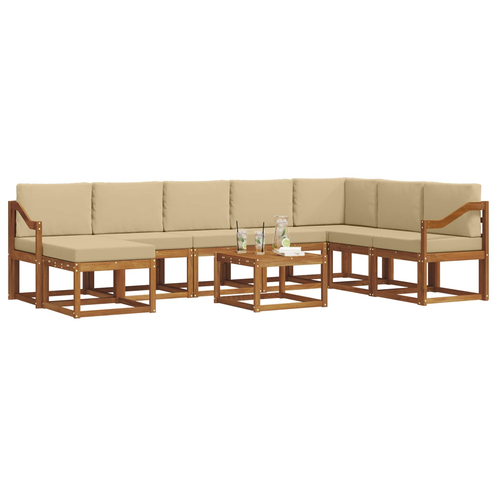 Ensemble de canapés d'extérieur 9 pcs Naturel et Beige - XIOS