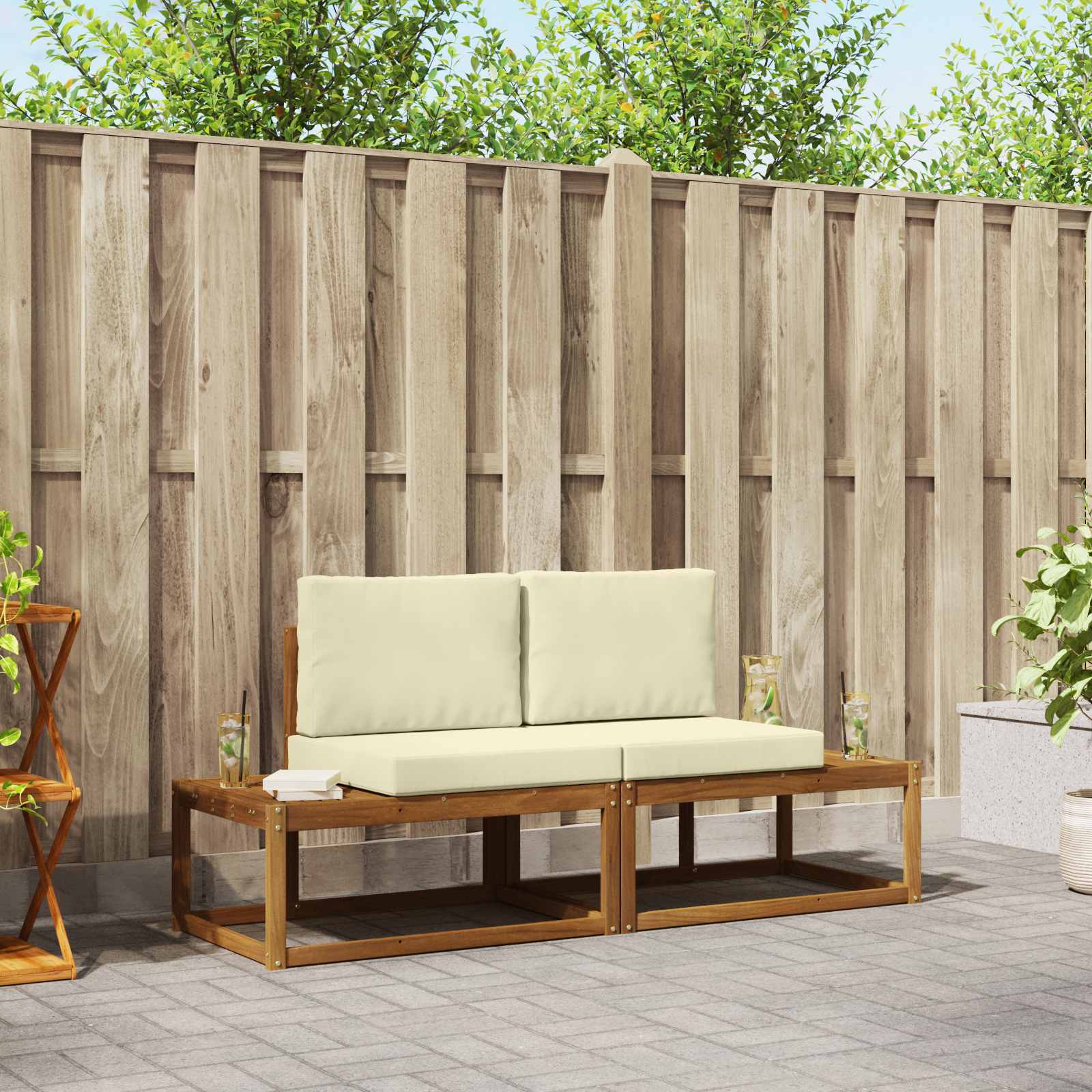 Ensemble de canapés d'extérieur avec coussin 2 pcs Naturel - XIOS