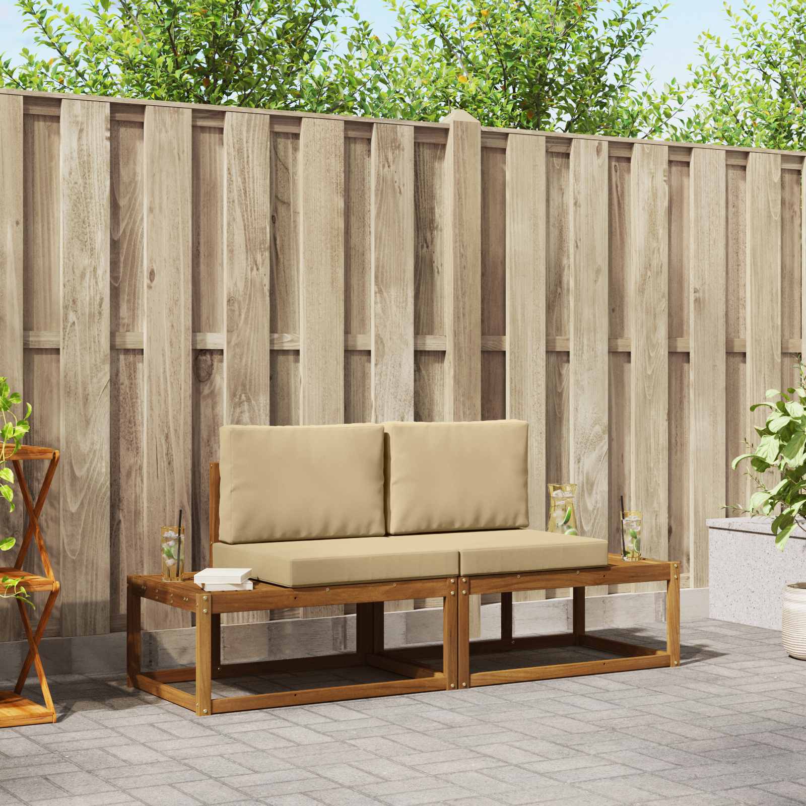 Ensemble de canapés d'extérieur avec coussin 2 pcs Naturel - XIOS