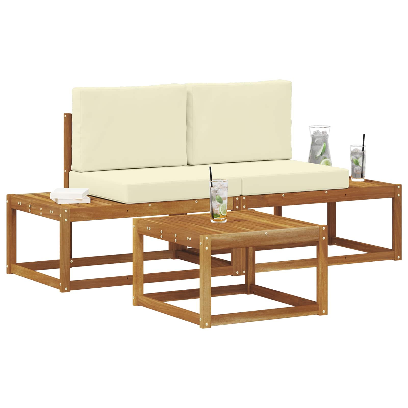 Ensemble de canapés d'extérieur avec coussin 3 pcs Naturel - XIOS