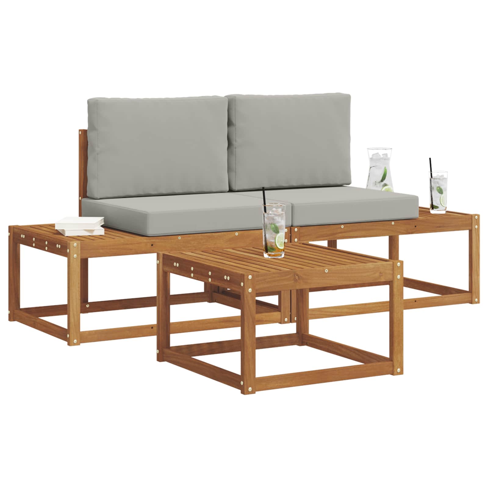 Ensemble de canapés d'extérieur avec coussin 3 pcs Naturel - XIOS