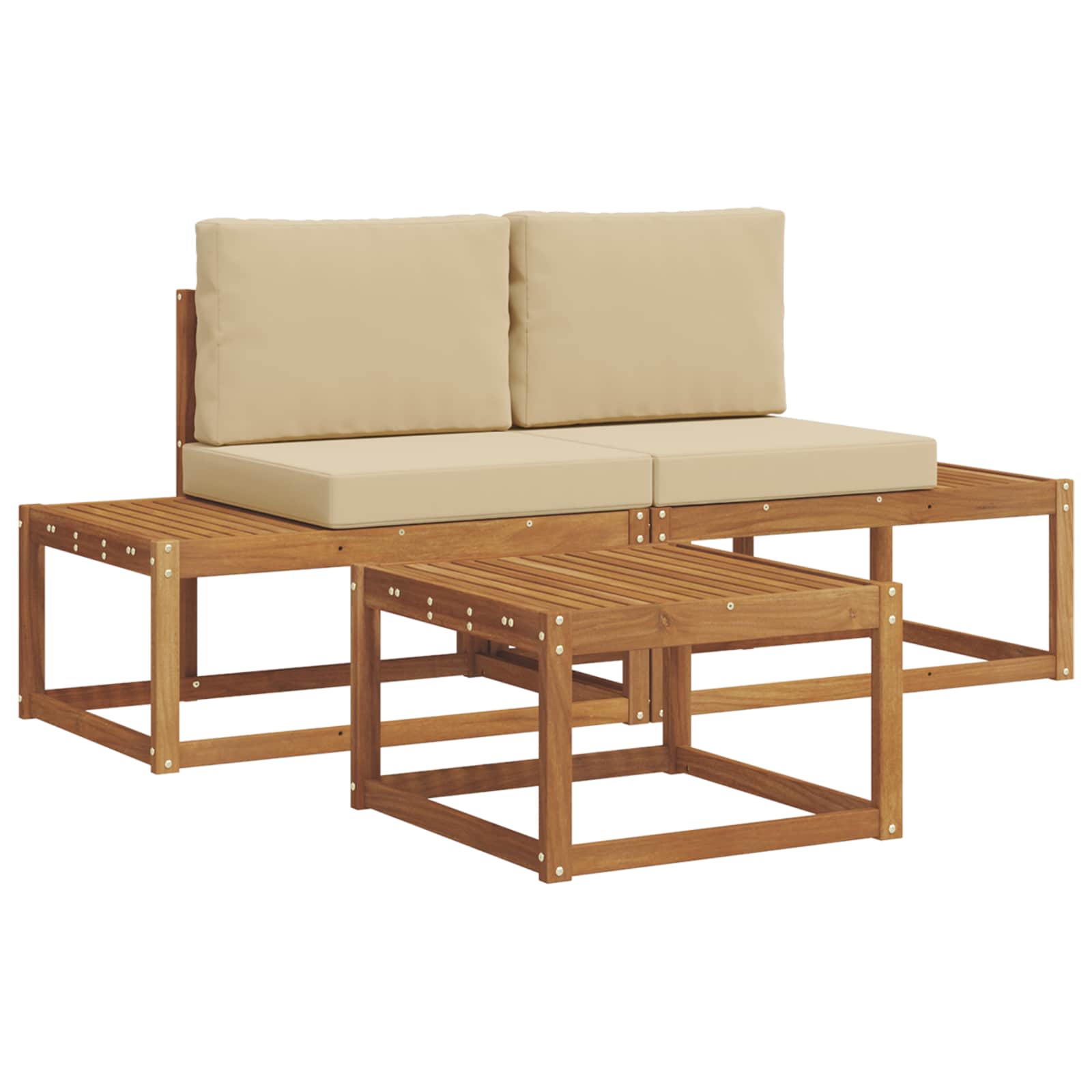 Ensemble de canapés d'extérieur avec coussin 3 pcs Naturel - XIOS