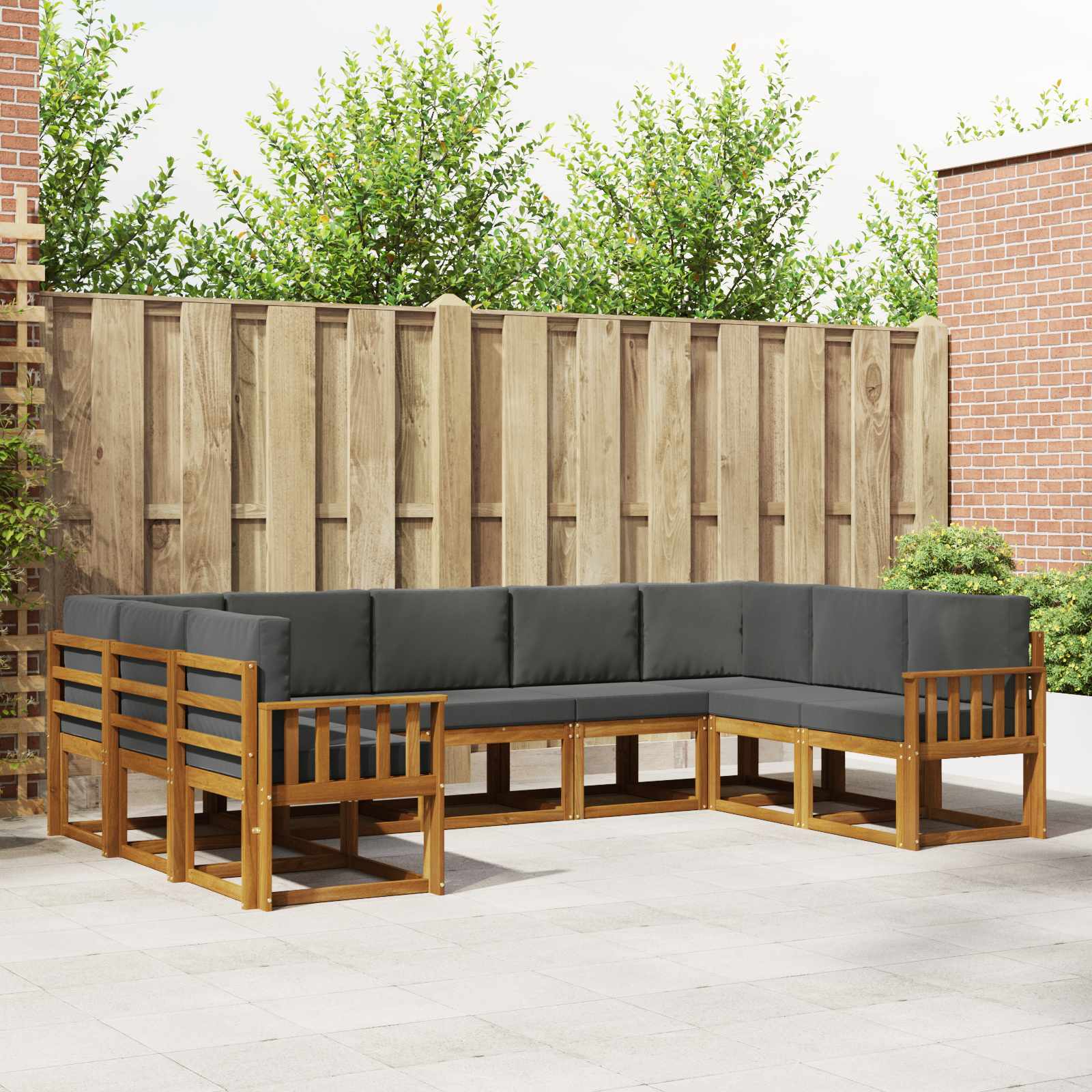Ensemble de canapés d'extérieur 9 pcs Naturel et Anthracite - XIOS