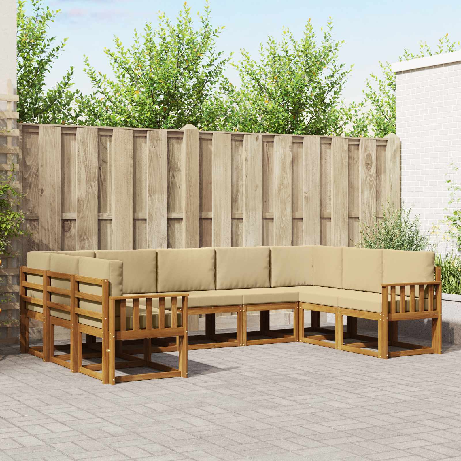 Ensemble de canapés d'extérieur 9 pcs Naturel et Beige - XIOS