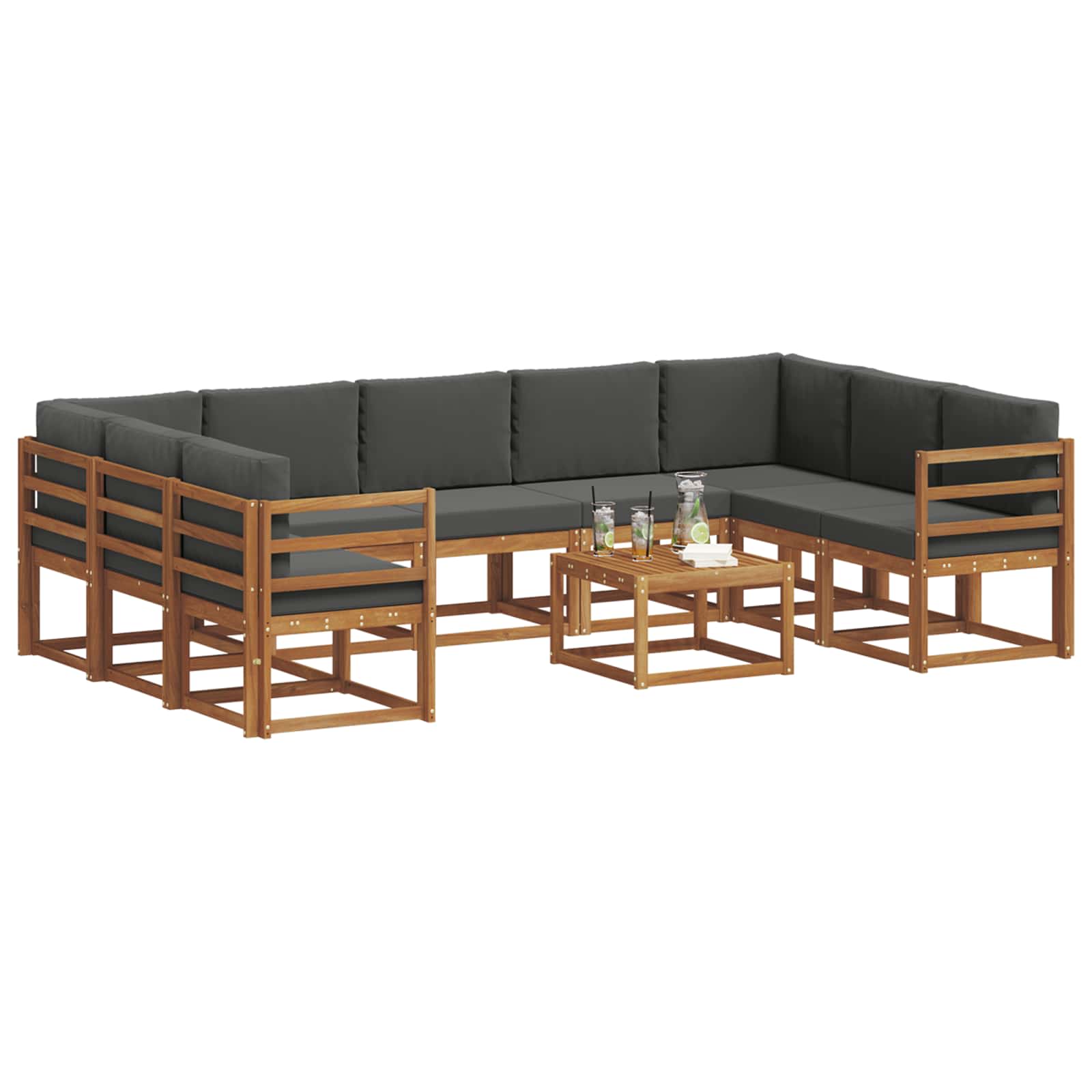 Ensemble de canapés d'extérieur 10 pcs Naturel et Anthracite - XIOS
