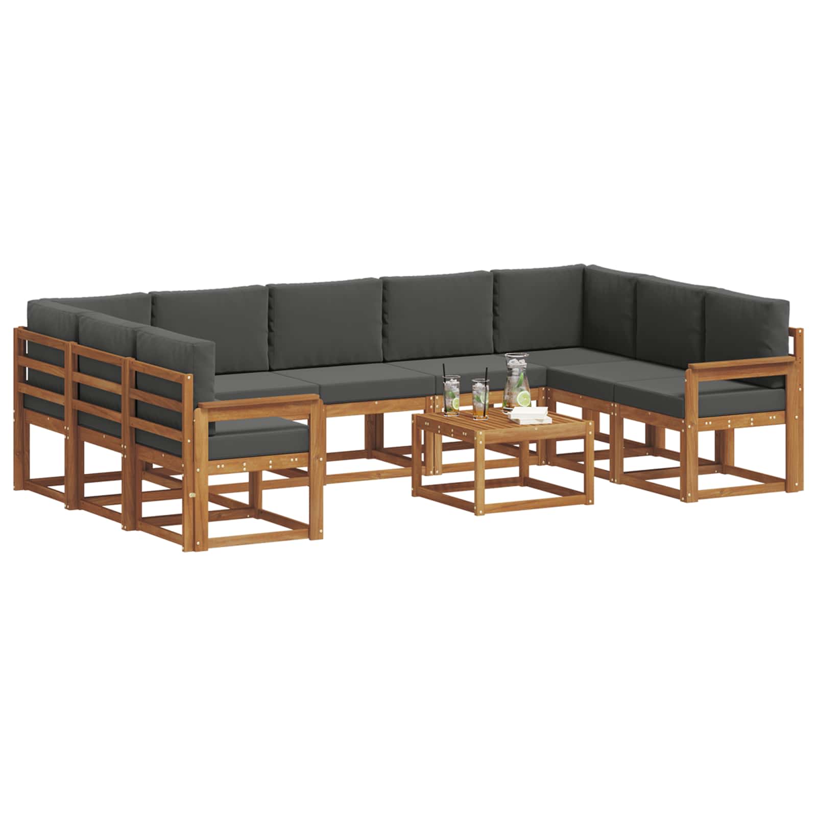 Ensemble de canapés d'extérieur 10 pcs Naturel et Anthracite - XIOS
