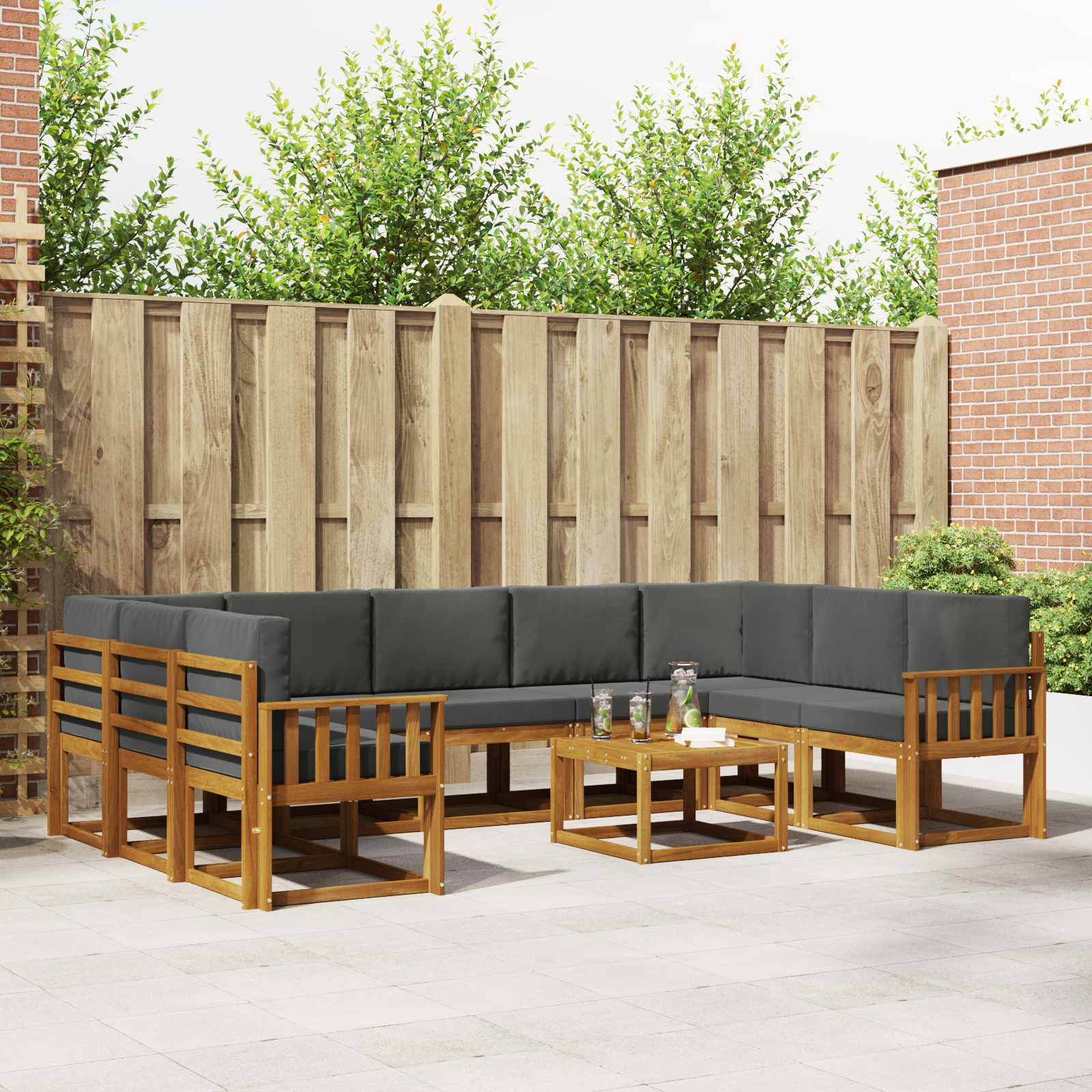 Ensemble de canapés d'extérieur 10 pcs Naturel et Anthracite - XIOS