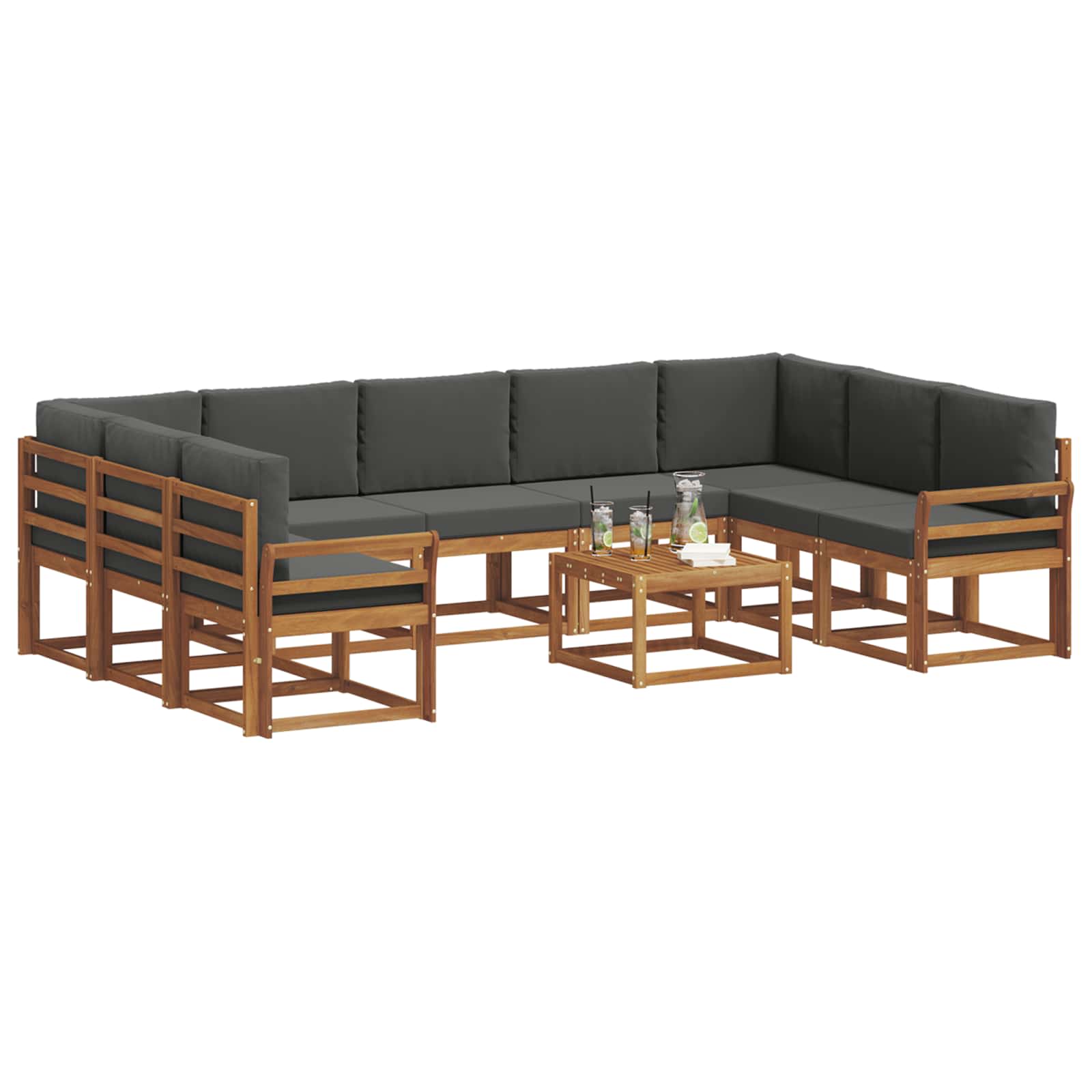 Ensemble de canapés d'extérieur 10 pcs Naturel et Anthracite - XIOS