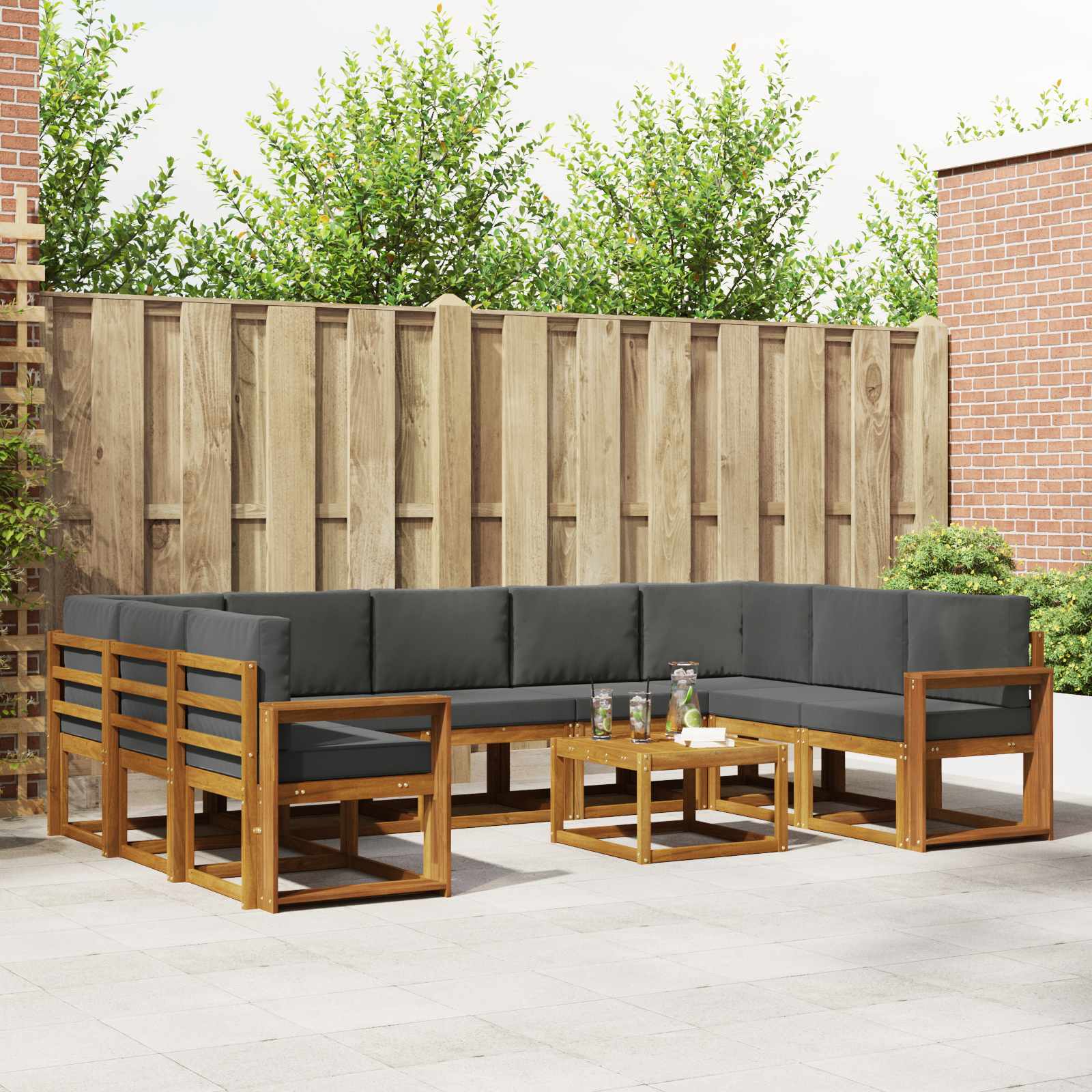 Ensemble de canapés d'extérieur 10 pcs Naturel et Anthracite - XIOS