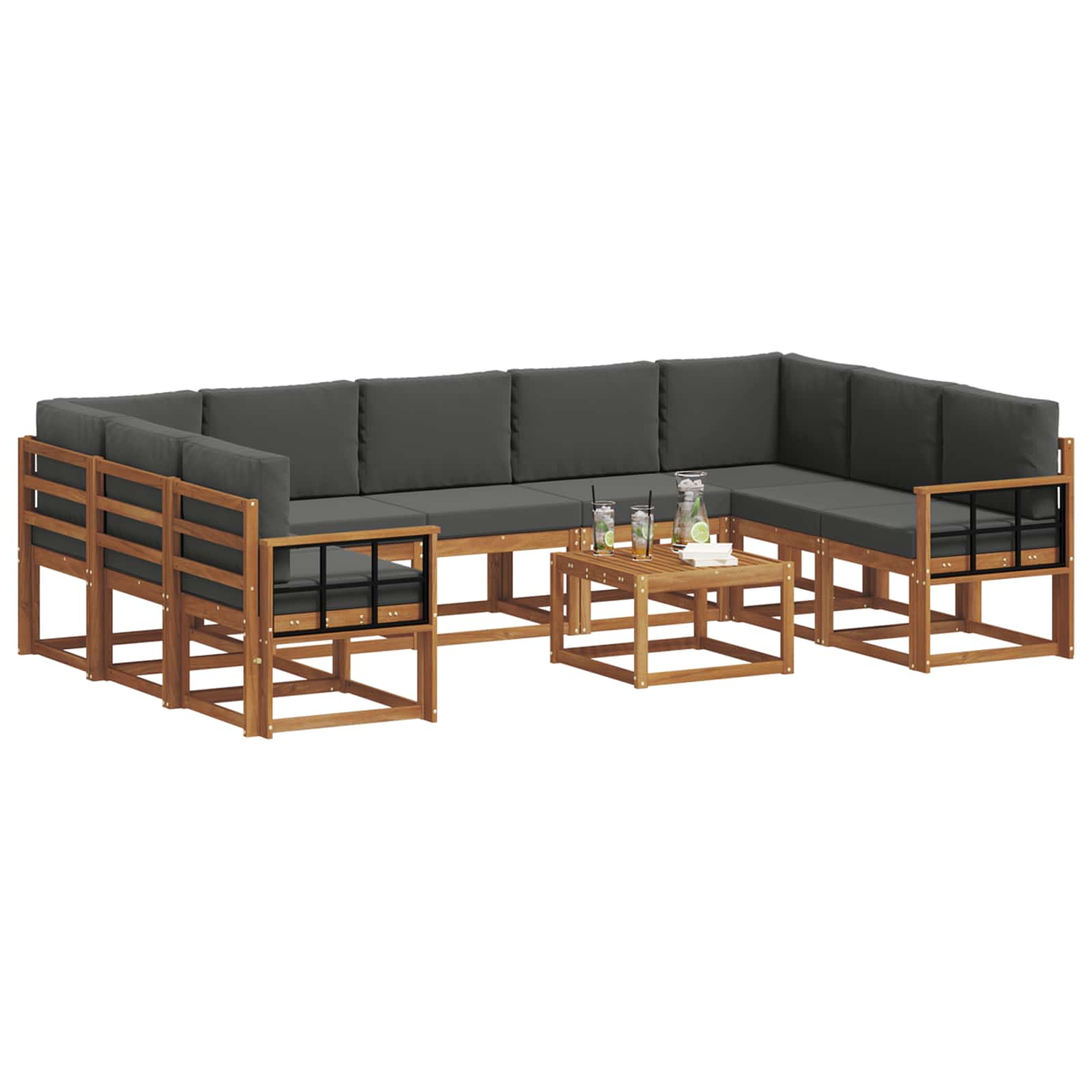 Ensemble de canapés d'extérieur 10 pcs Naturel et Anthracite - XIOS